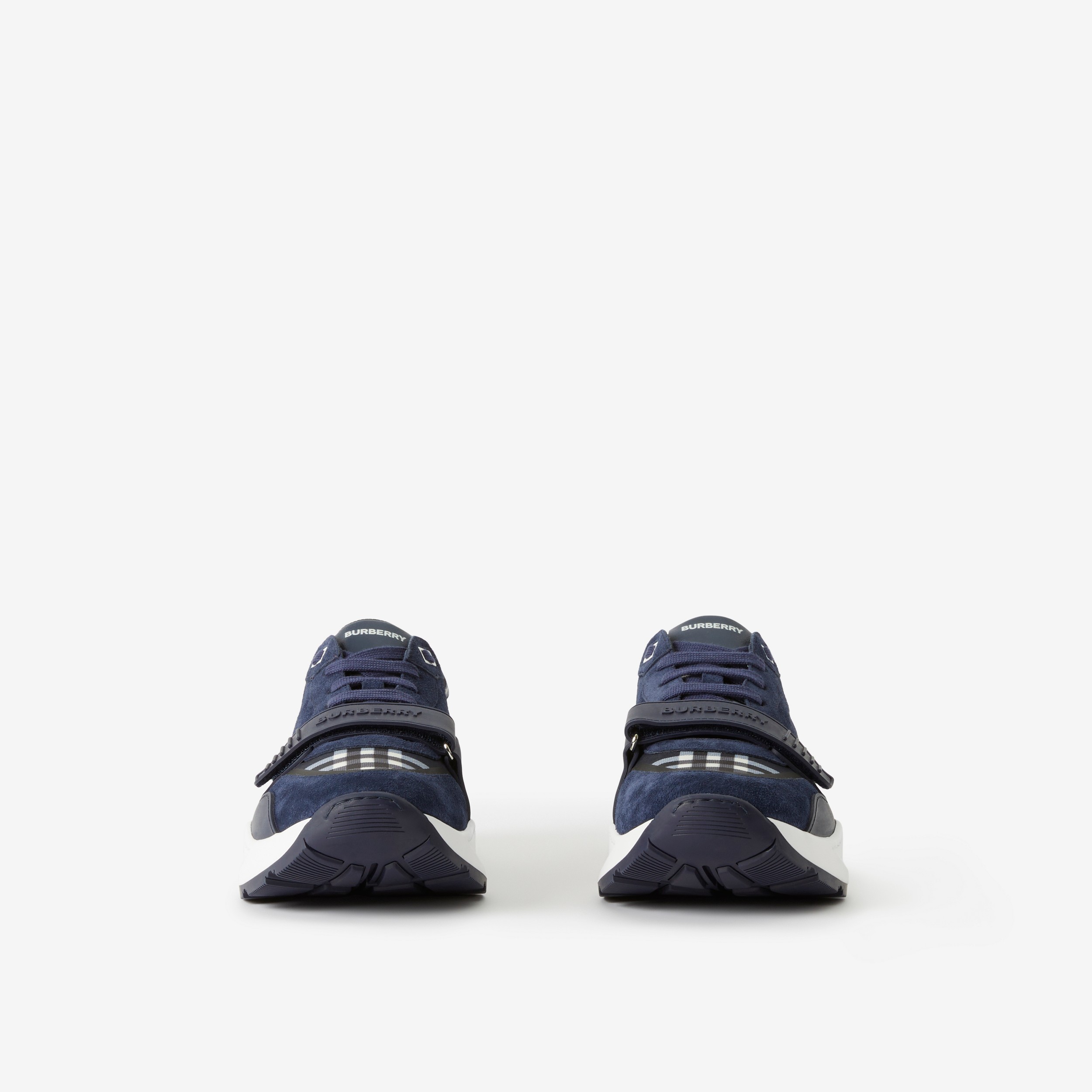 Sneakers en cuir, cuir velours et Check (Bleu) - Homme | Site officiel Burberry® - 2