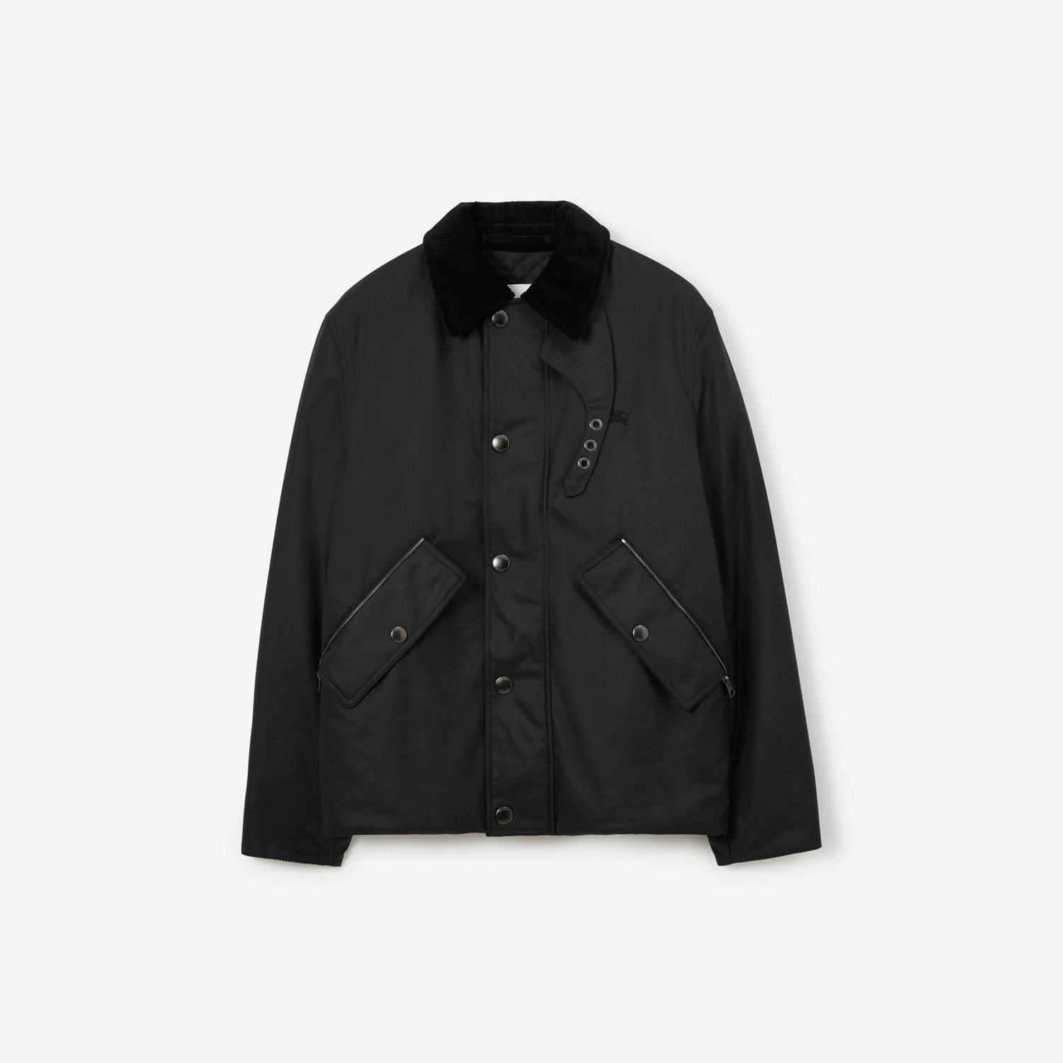 EKD Motif Waxed Cotton Jacket in Black - Men | Burberry® Official