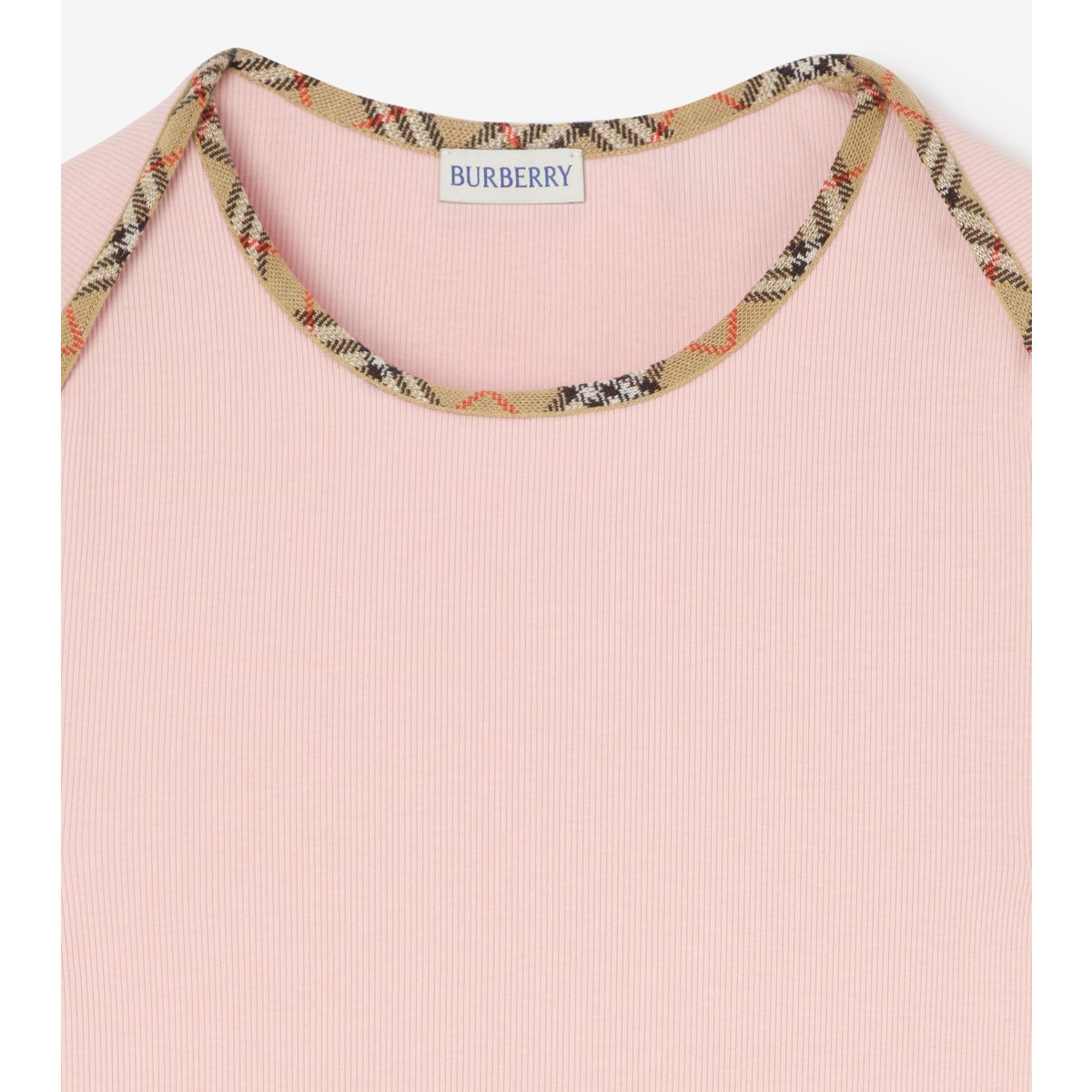  Check Trim Stretch Cotton T-shirt