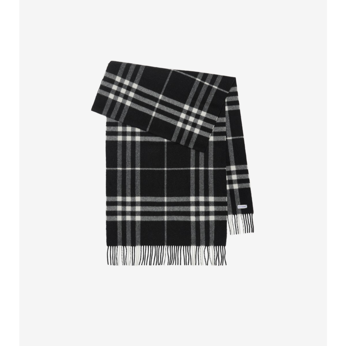 Burberry Check-print Fringed Cashmere Scarf In Black/calico