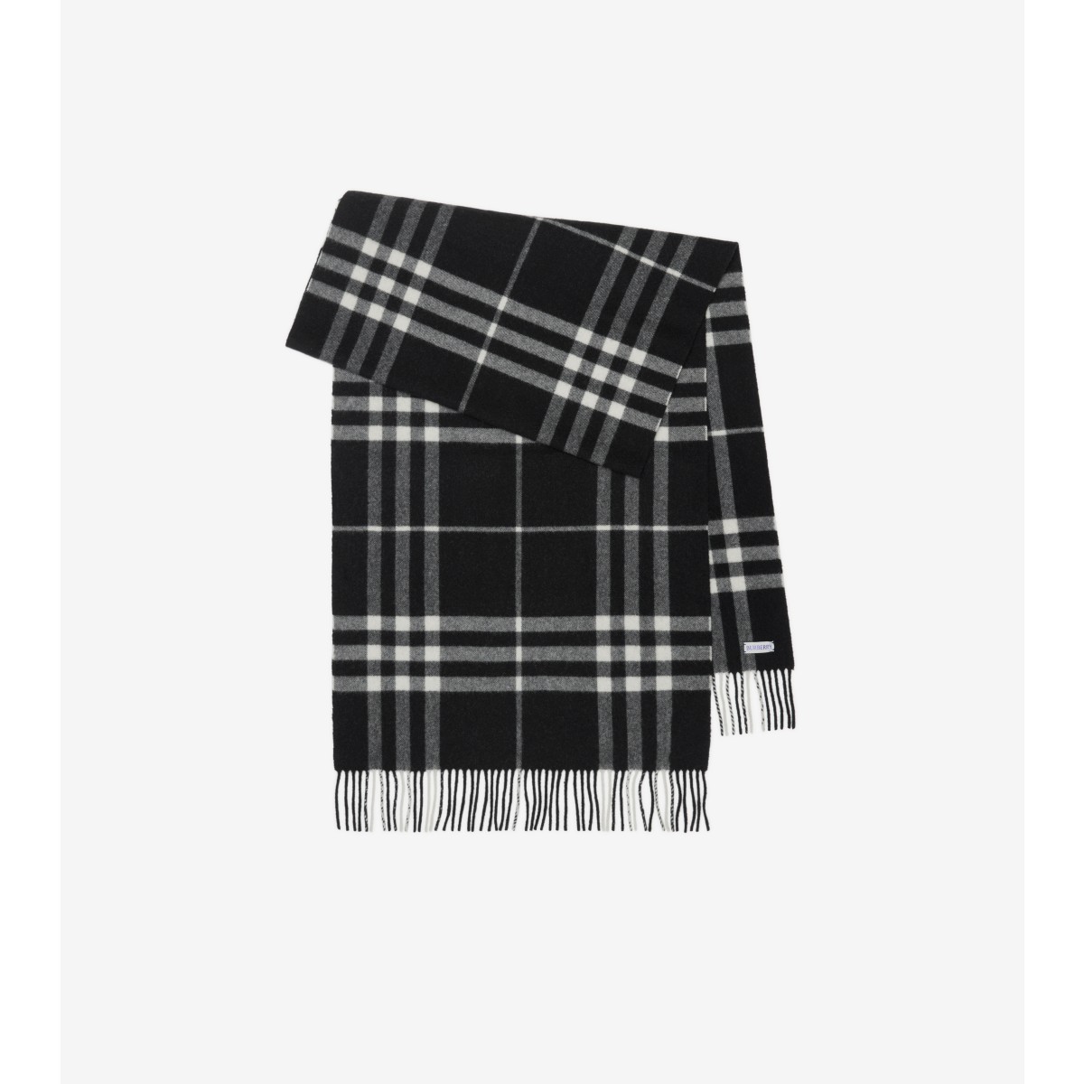 Shop Burberry Wide Check Cashmere Scarf In Black/calico