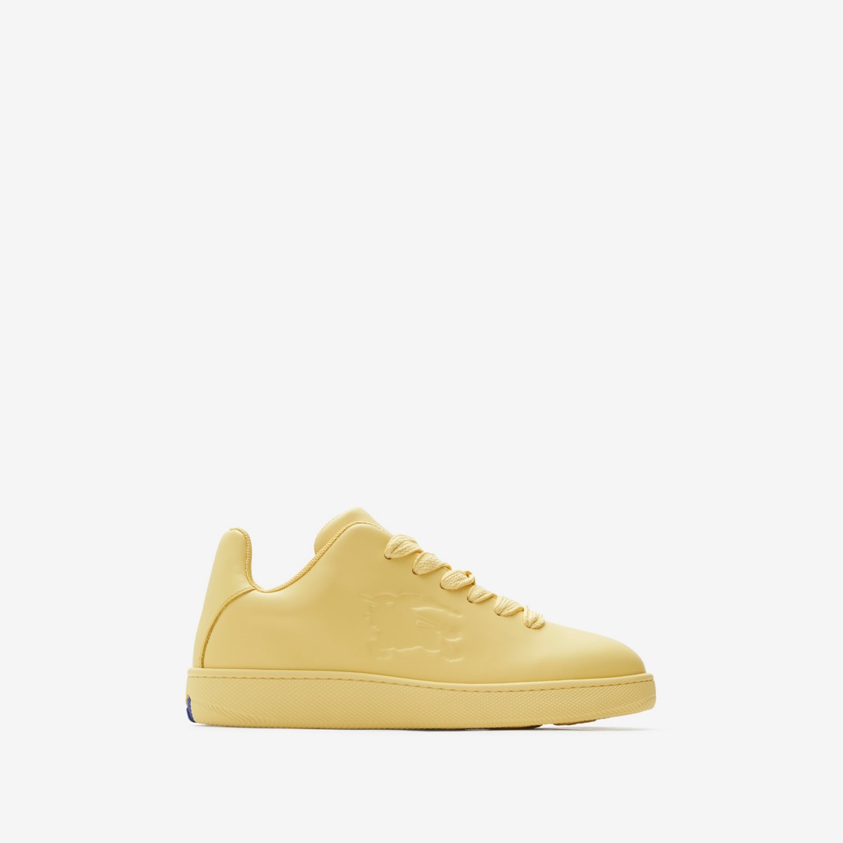 Shop Burberry Leather Box Sneakers In Daffodil