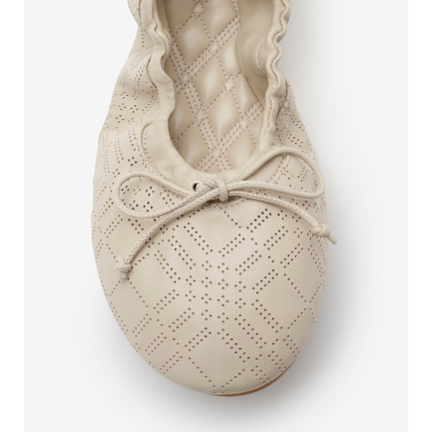 Check Leather Fawn Ballerinas​ in Nutmeg beige - Women | Burberry® Official