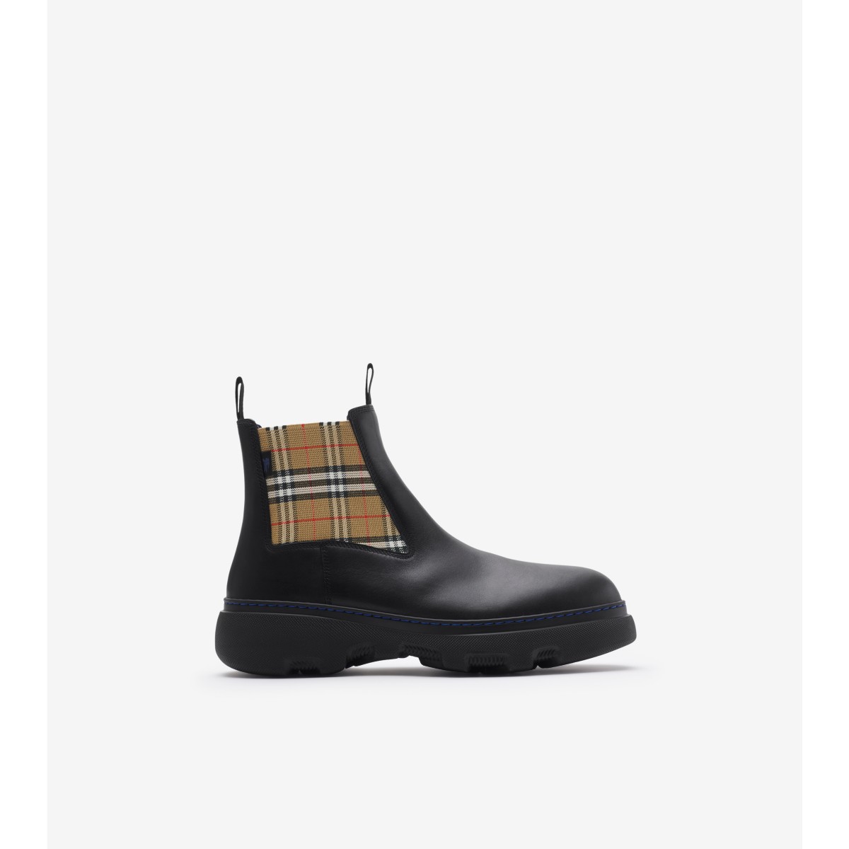 Burberry Chunky Sole Ankle Boots With Checkered Pattern In Black