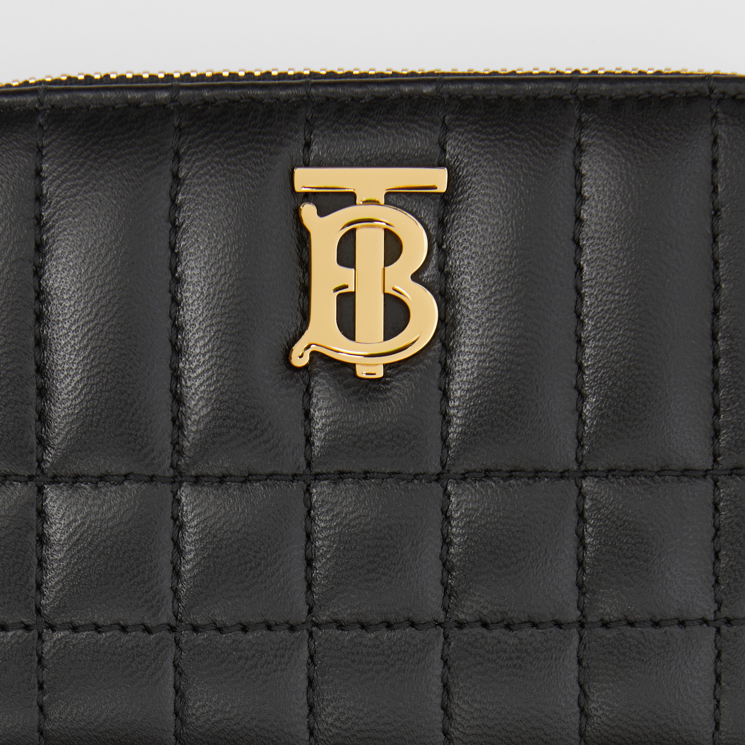 Quilted Leather Lola Zip Wallet in Black/light Gold Women Burberry