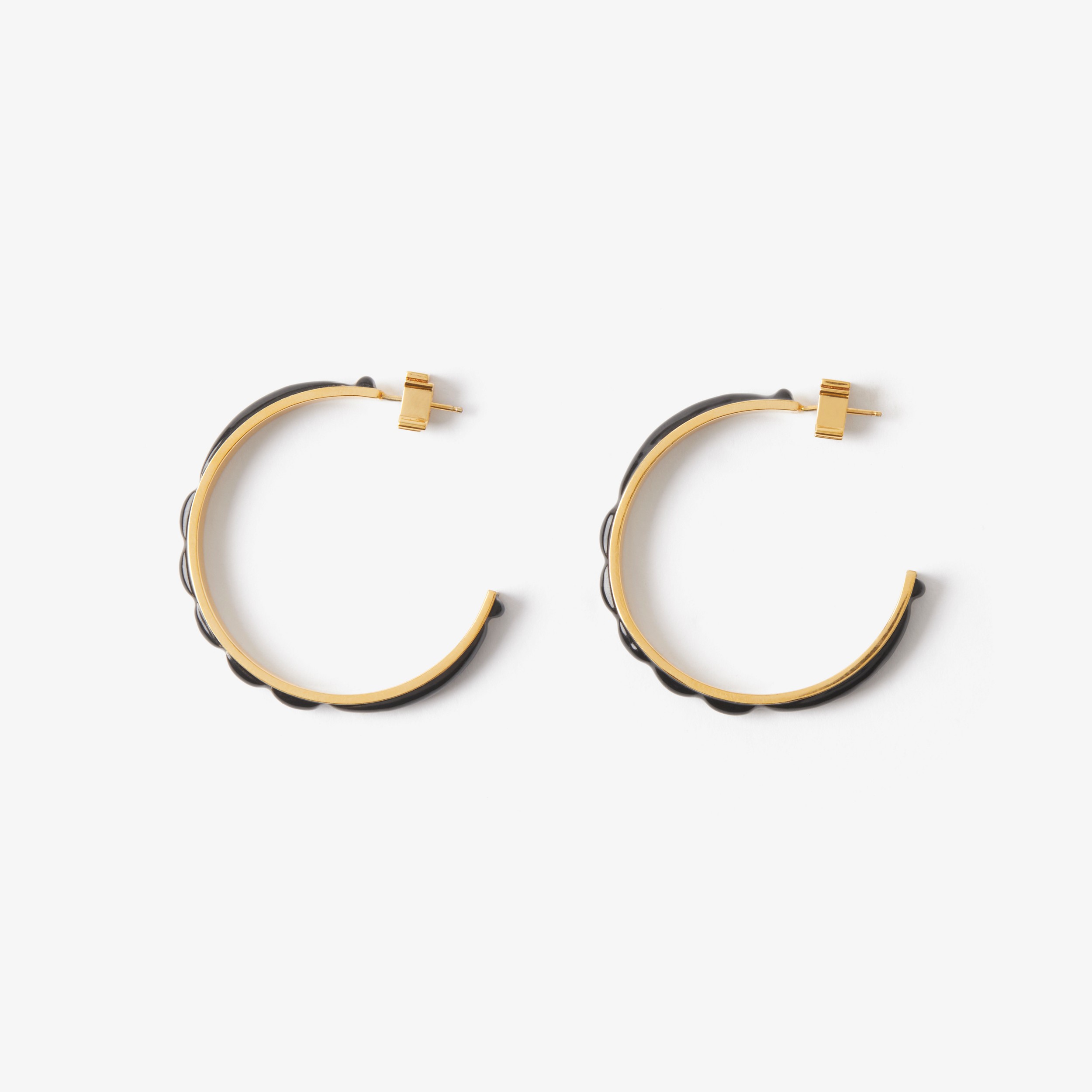 Enamel and Gold-plated Lola Hoop Earrings in Light Gold/black - Women | Burberry® Official - 3