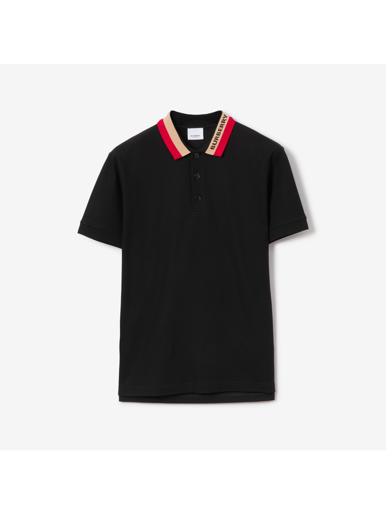 Logo Detail Cotton Piqué Polo Shirt in Black - Men | Burberry