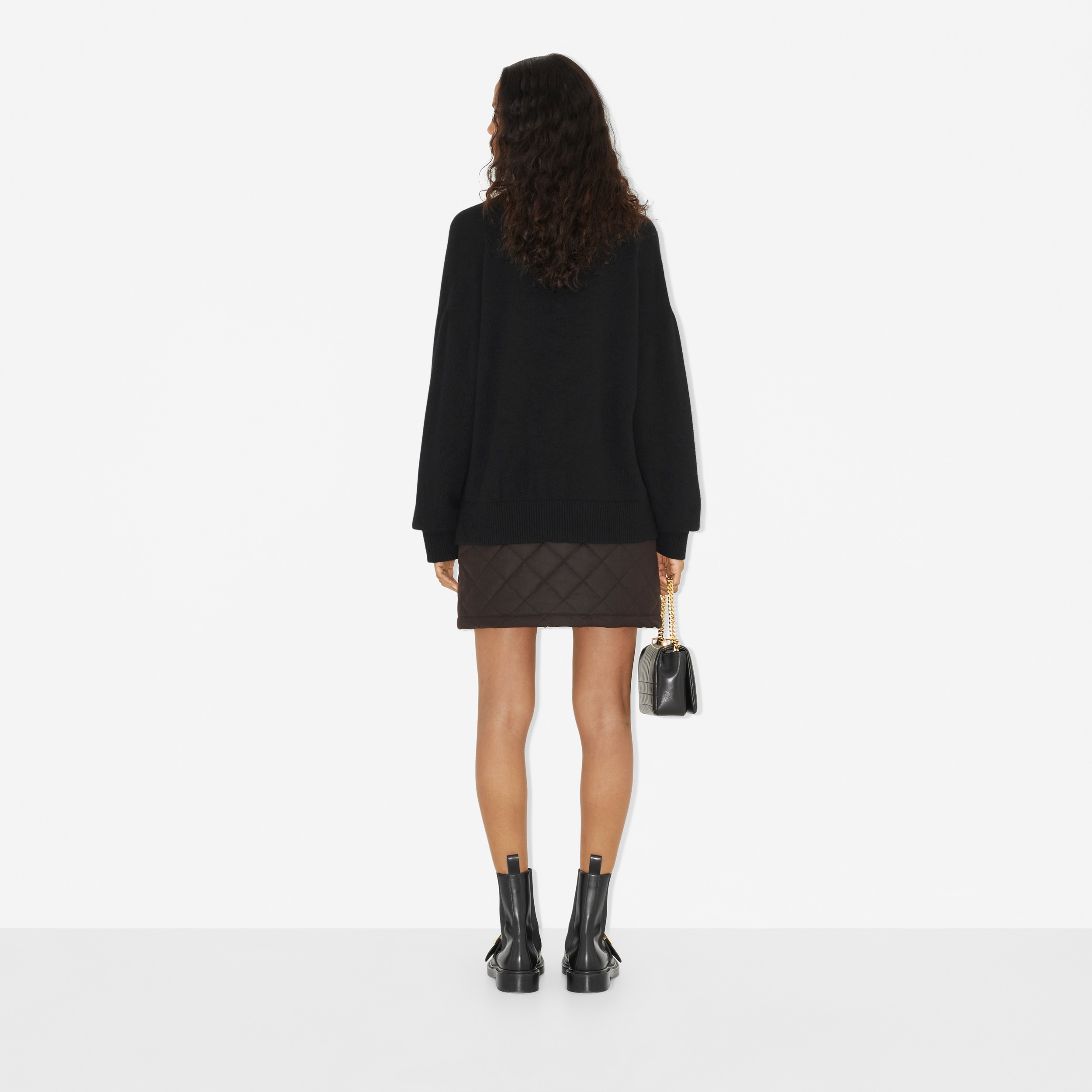 Diamond Quilted Waxed Cotton Mini Skirt in Dark Brown - Women | Burberry® Official - 4