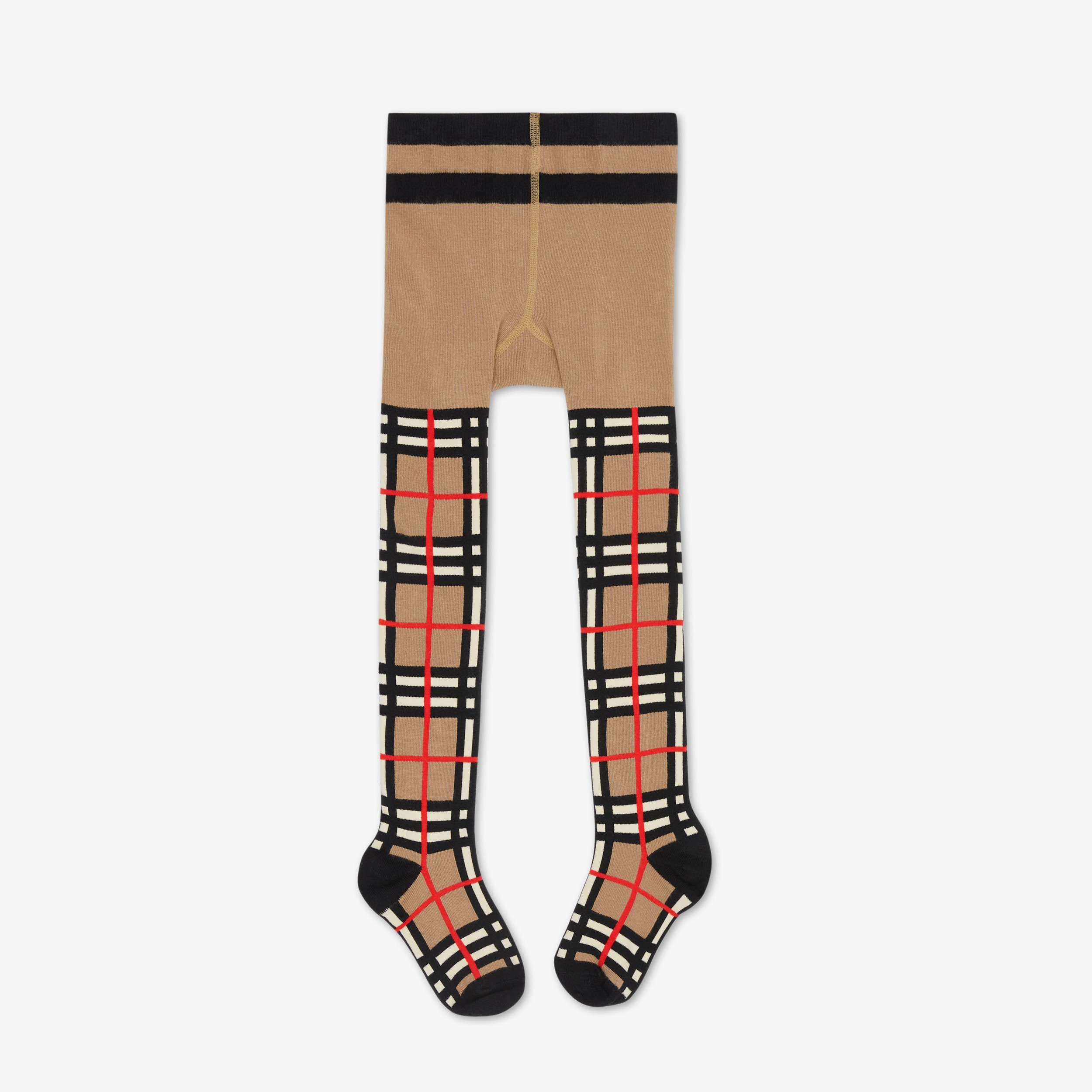Check Intarsia Cotton Blend Tights in Archive Beige - Children | Burberry® Official - 2