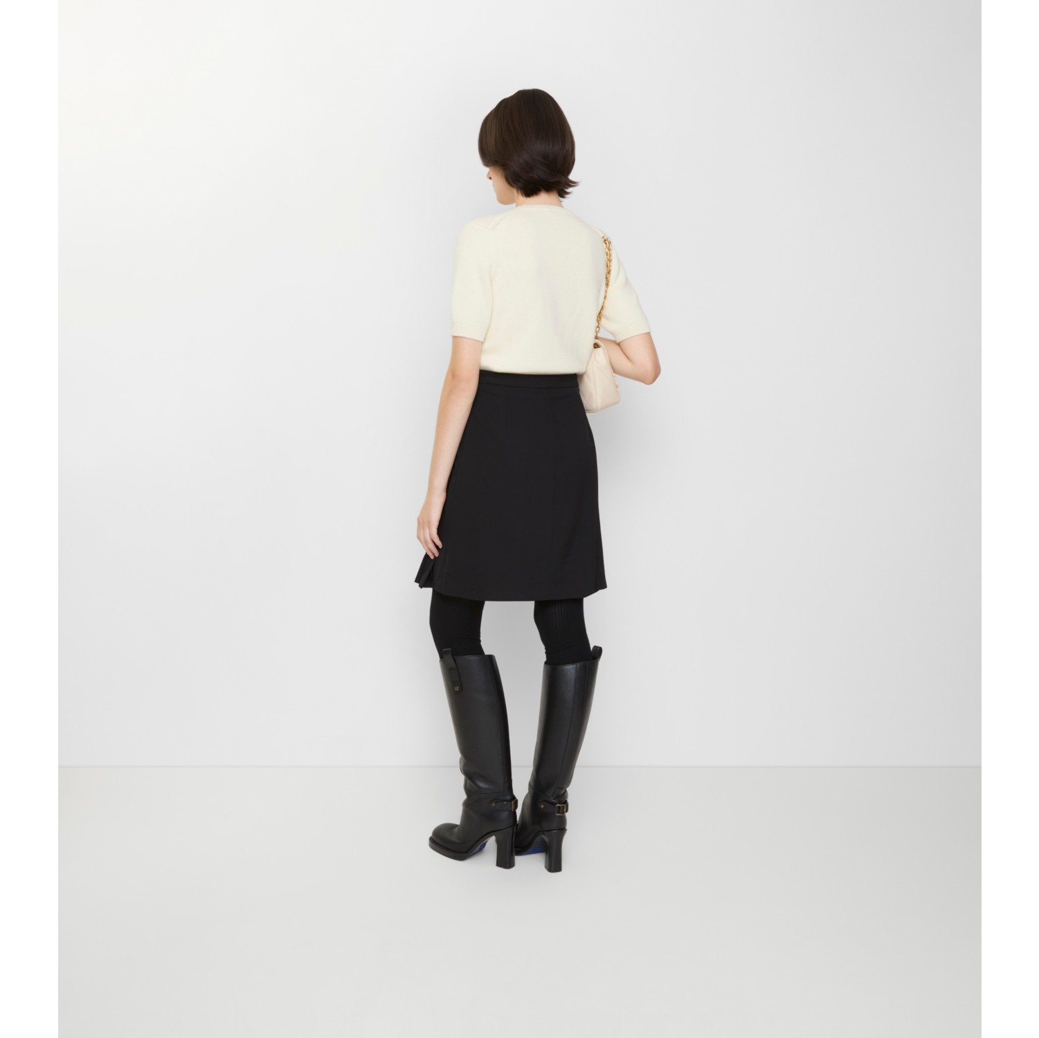 Pleated Wool Blend Midi Skirt