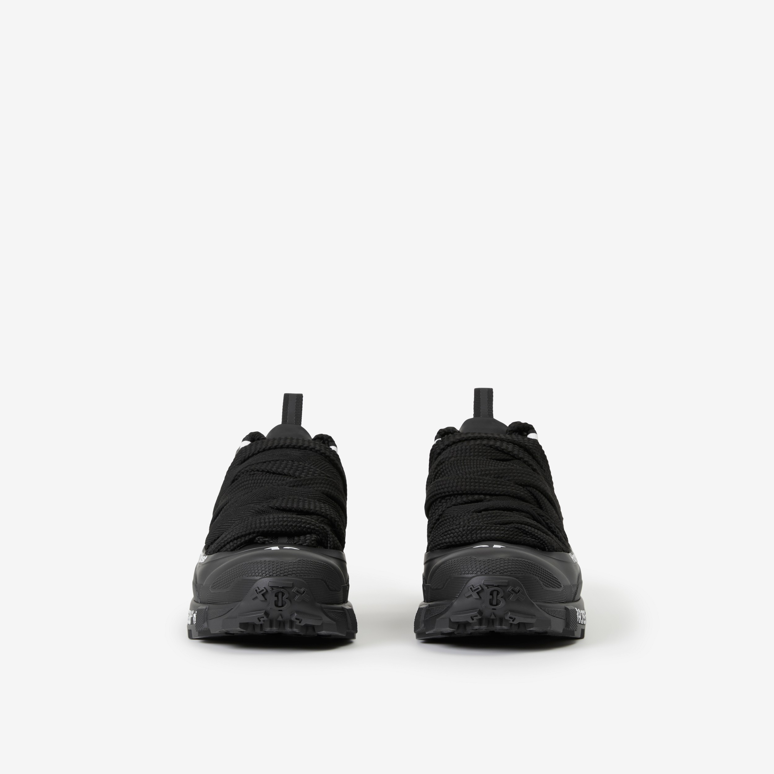 蕾丝细节坐标印花皮革 Arthur 运动鞋 (黑色) - 男士 | Burberry® 博柏利官网 - 2