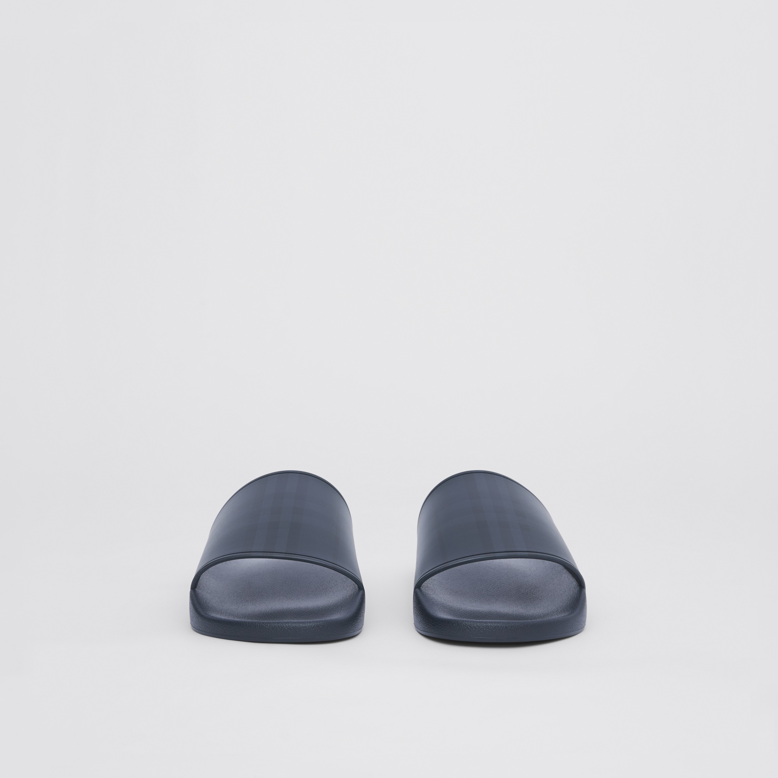 blue burberry slides
