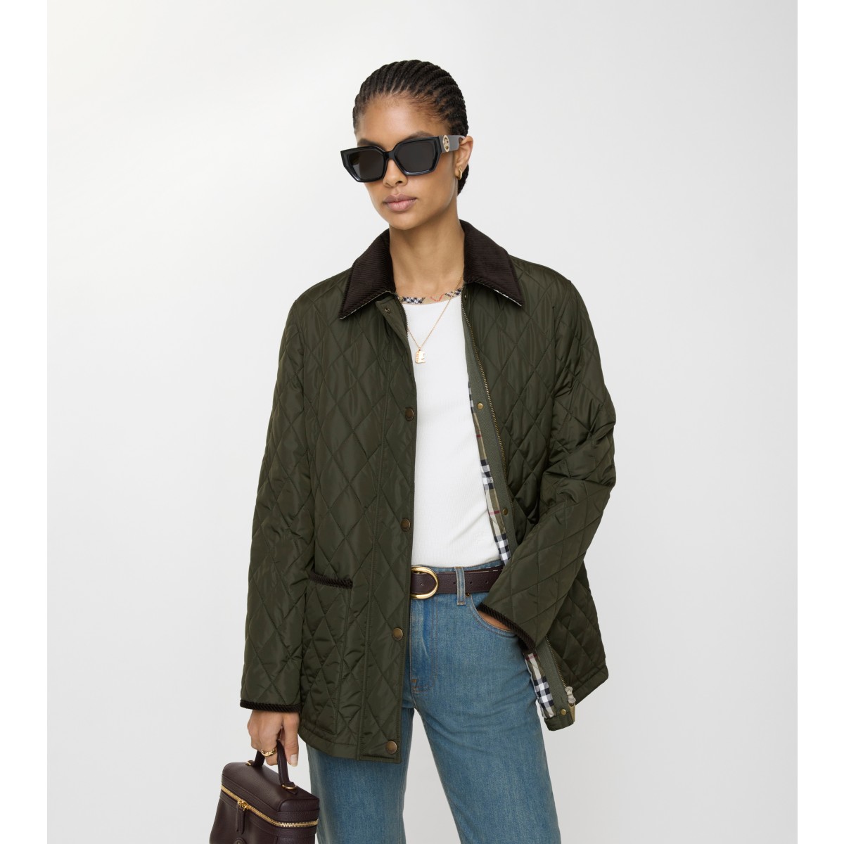  Check Quilted Nylon Barn Jacket