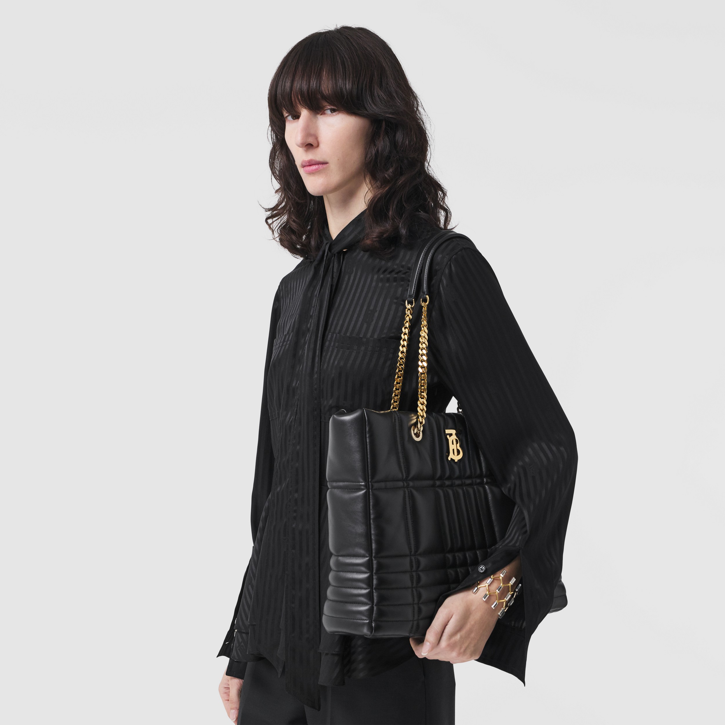 Medium Quilted Lambskin Lola Shopper Bag in Black - Women | Burberry® Official - 3