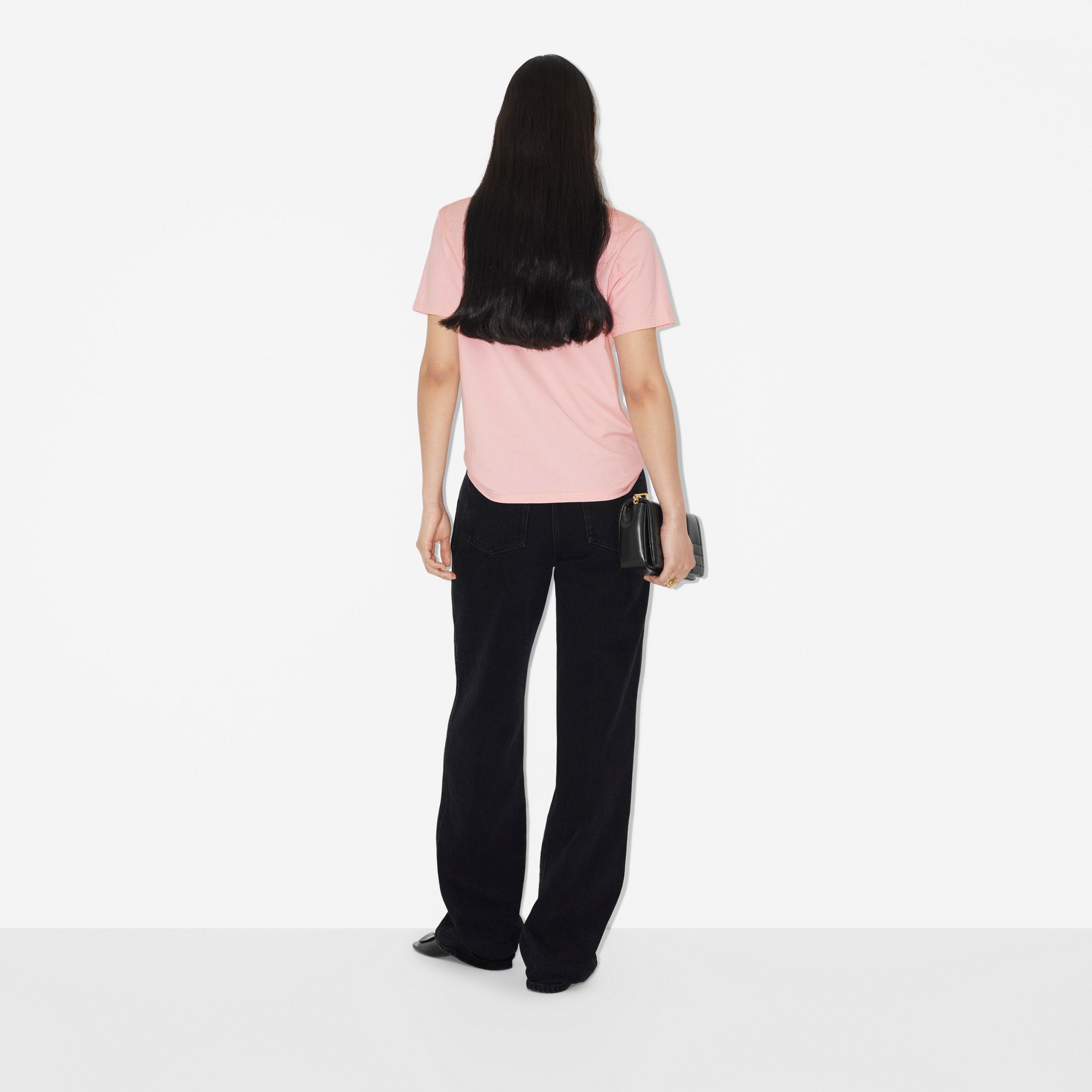 T-shirt en coton avec écusson à damier (Rose Doux) - Femme | Site officiel Burberry® - 4