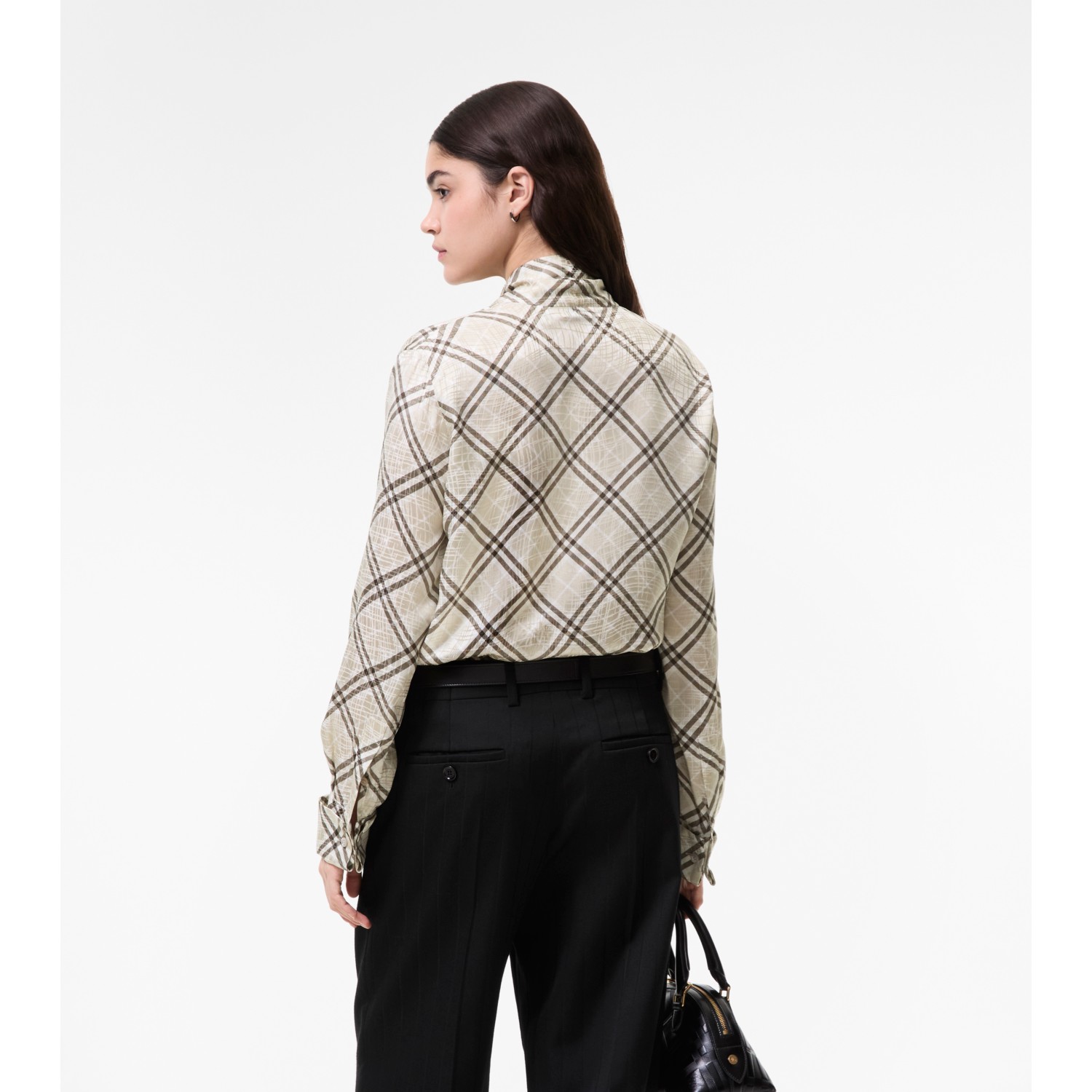 Check Silk Blend Scarf Blouse - thumbnail 6