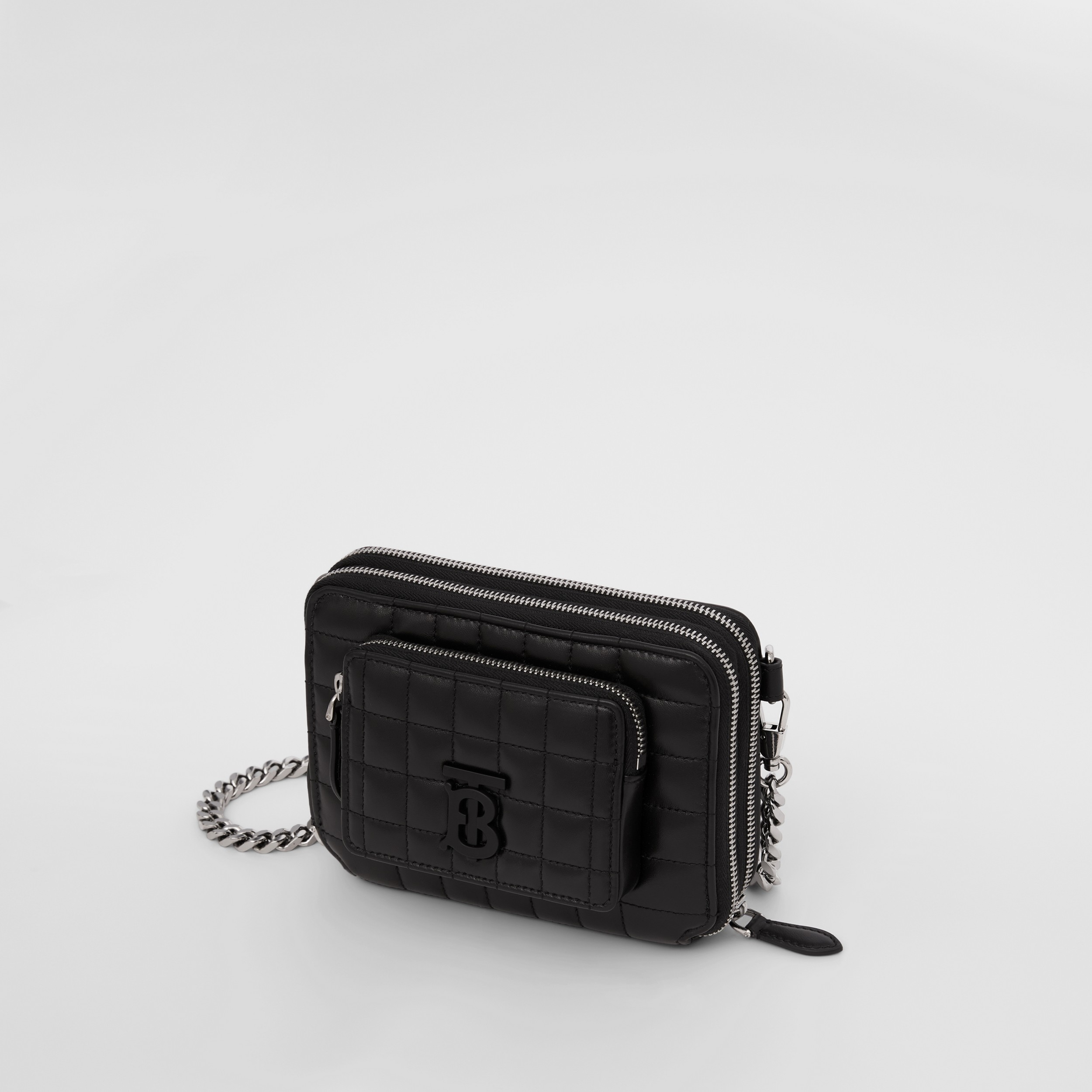Monogram Motif Quilted Leather Crossbody Bag in Black - Men | Burberry® Official - 3