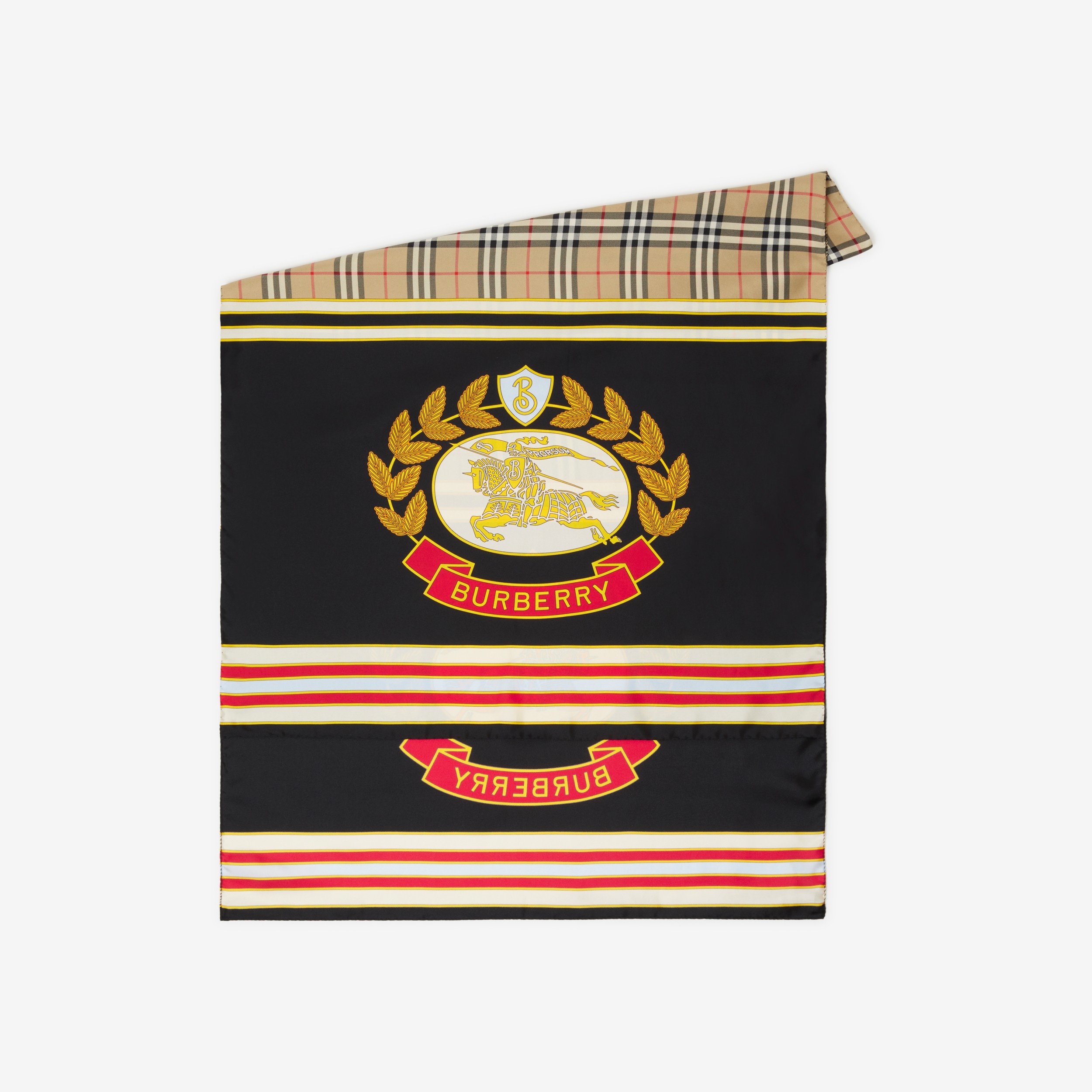 Check and EKD Print Silk Scarf in Archive Beige/bright Red | Burberry® Official - 2
