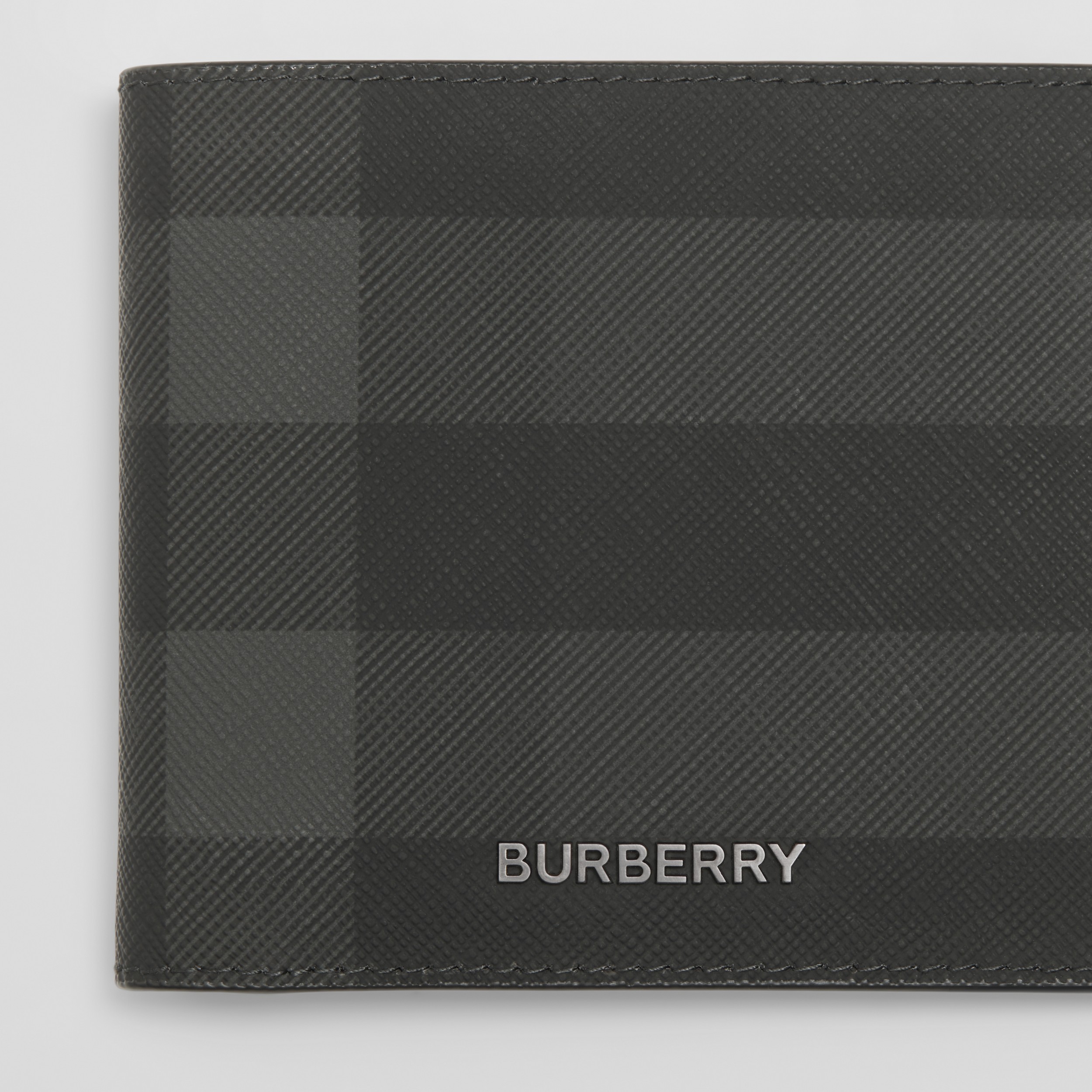 Charcoal Check and Leather Bifold Wallet - Men | Burberry® Official - 3