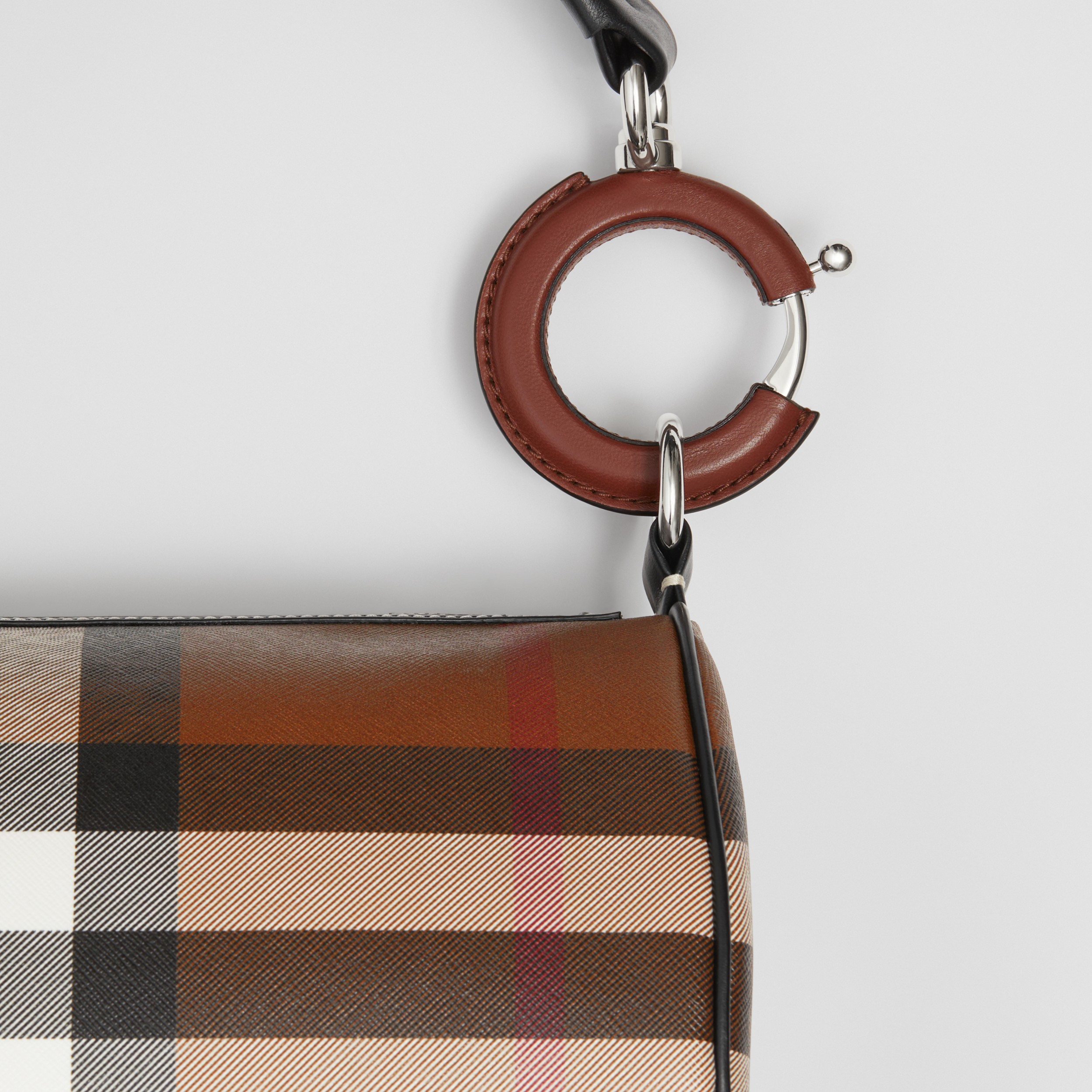 Exaggerated Check and Leather Small Rhombi Bag in Dark Birch Brown - Women | Burberry® Official - 2