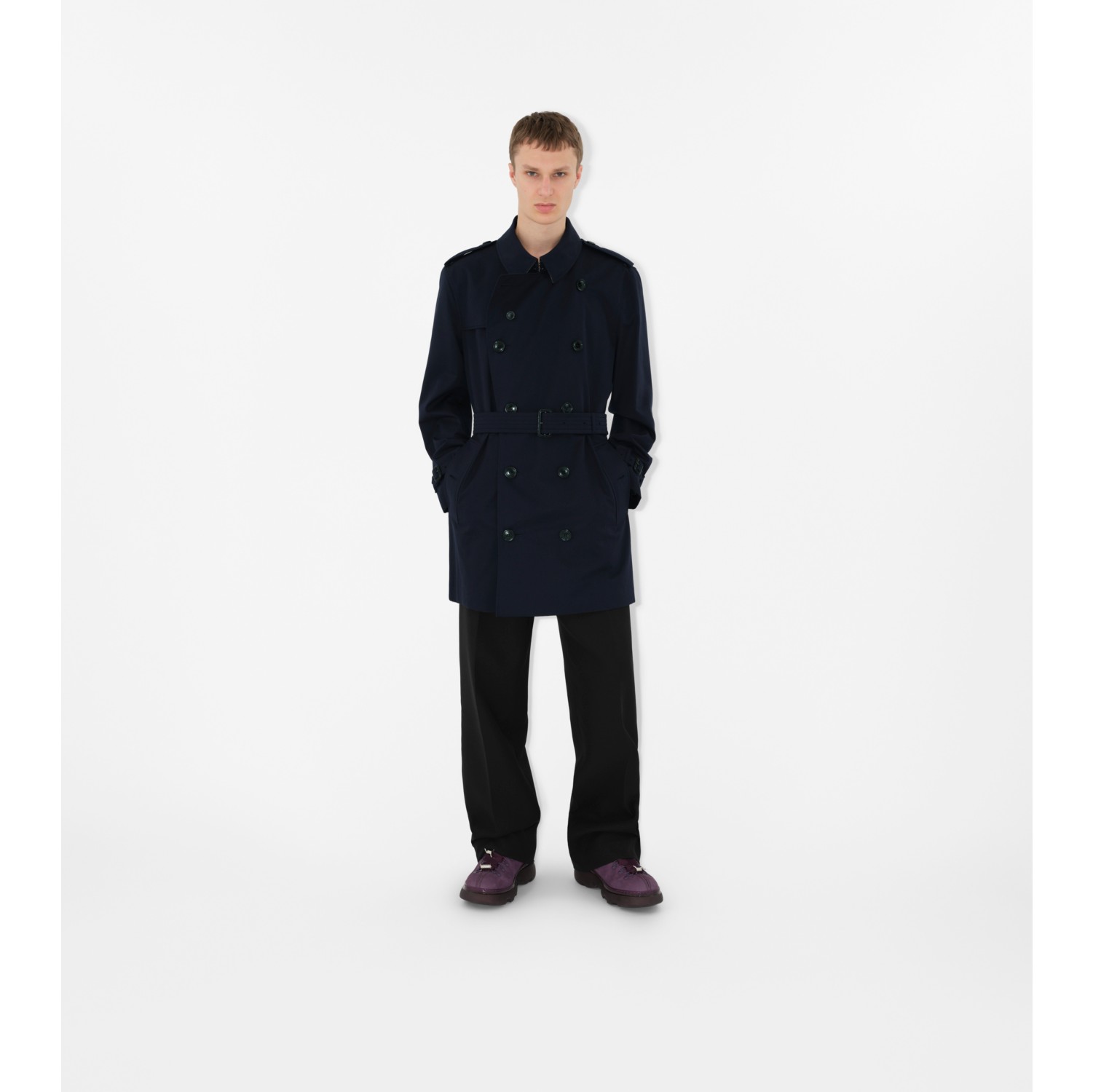 Short Kensington Heritage Trench Coat in Coal blue - Men, Cotton ...