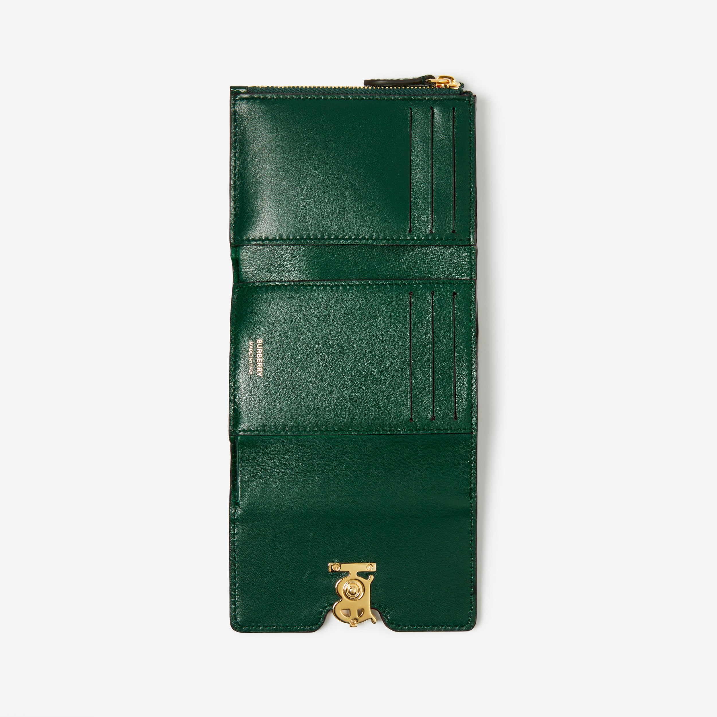 Embossed Leather TB Compact Wallet in Dark Viridian Green - Women | Burberry® Official - 4
