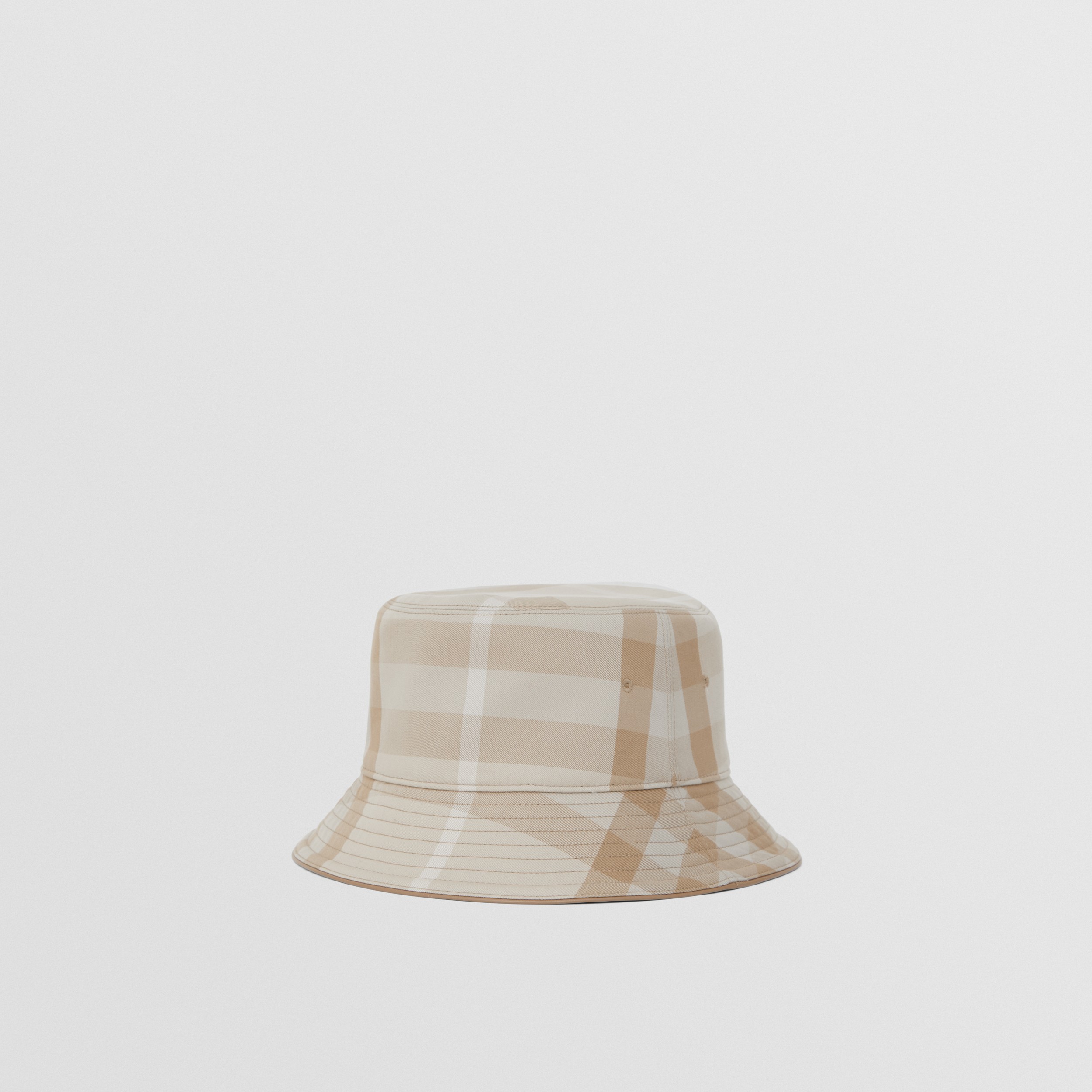 Exaggerated Check Cotton Bucket Hat in Soft Fawn | Burberry® Official - 4