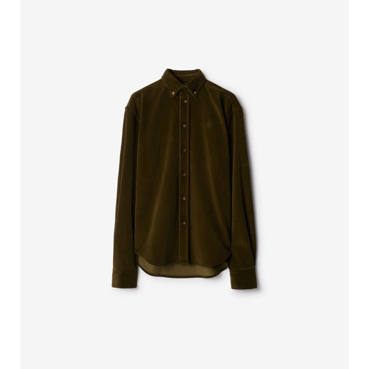 Shop Burberry Corduroy Shirt In Olive