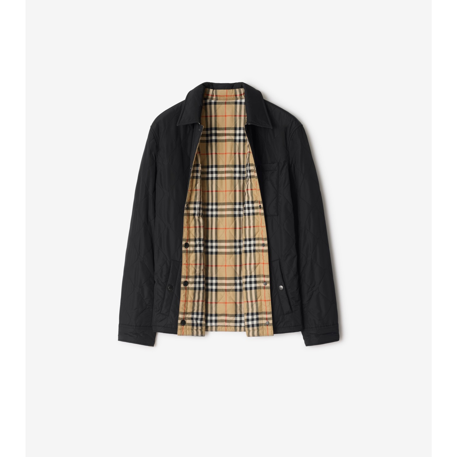 Reversible Quilted Nylon Overshirt in Black