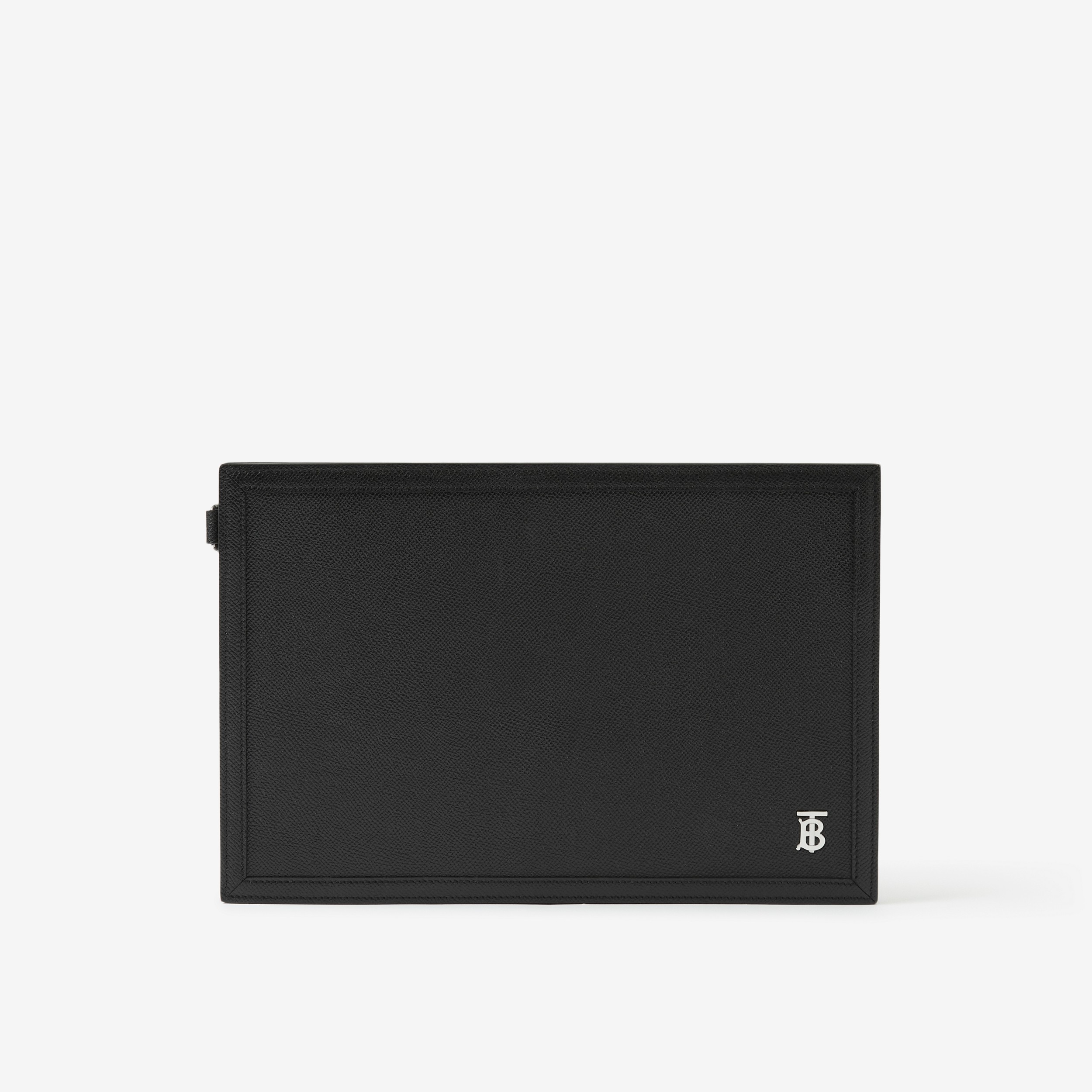 Grainy Leather TB Zip Pouch in Black - Men | Burberry® Official - 1