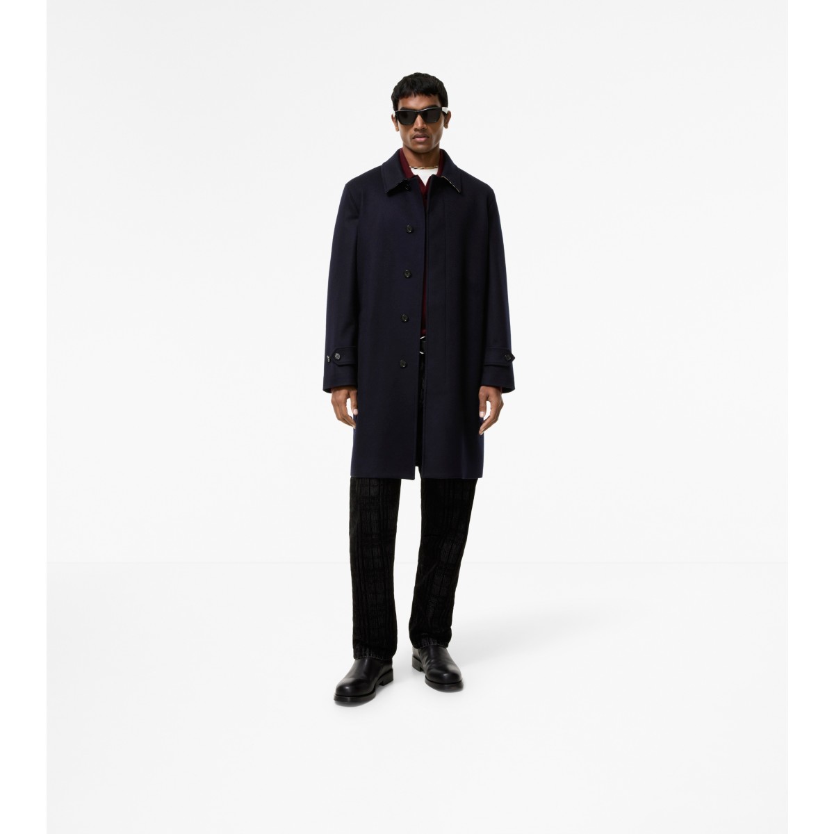  Check Mid-length Cashmere Car Coat