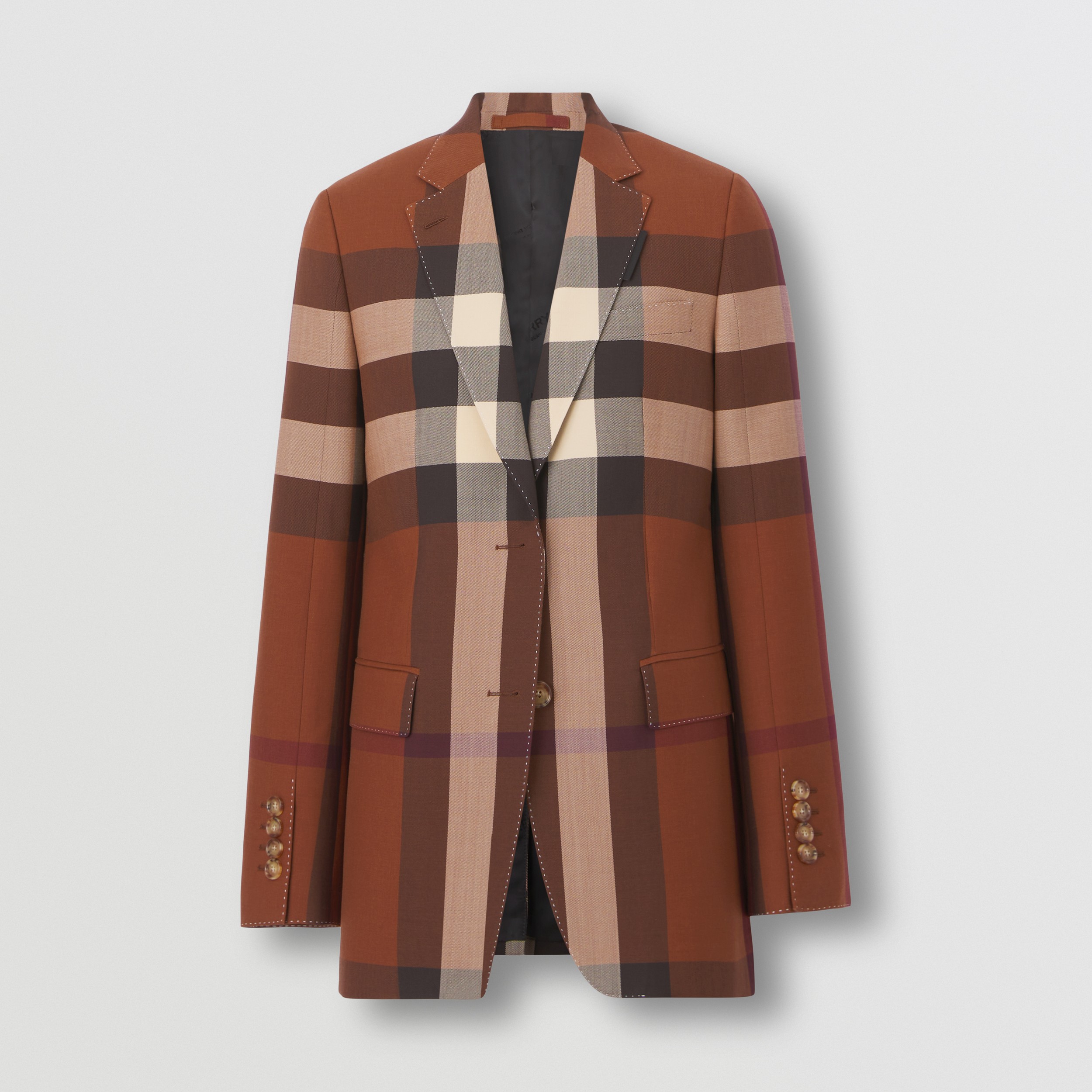 Check Wool Tailored Jacket in Dark Birch Brown - Women | Burberry® Official - 4