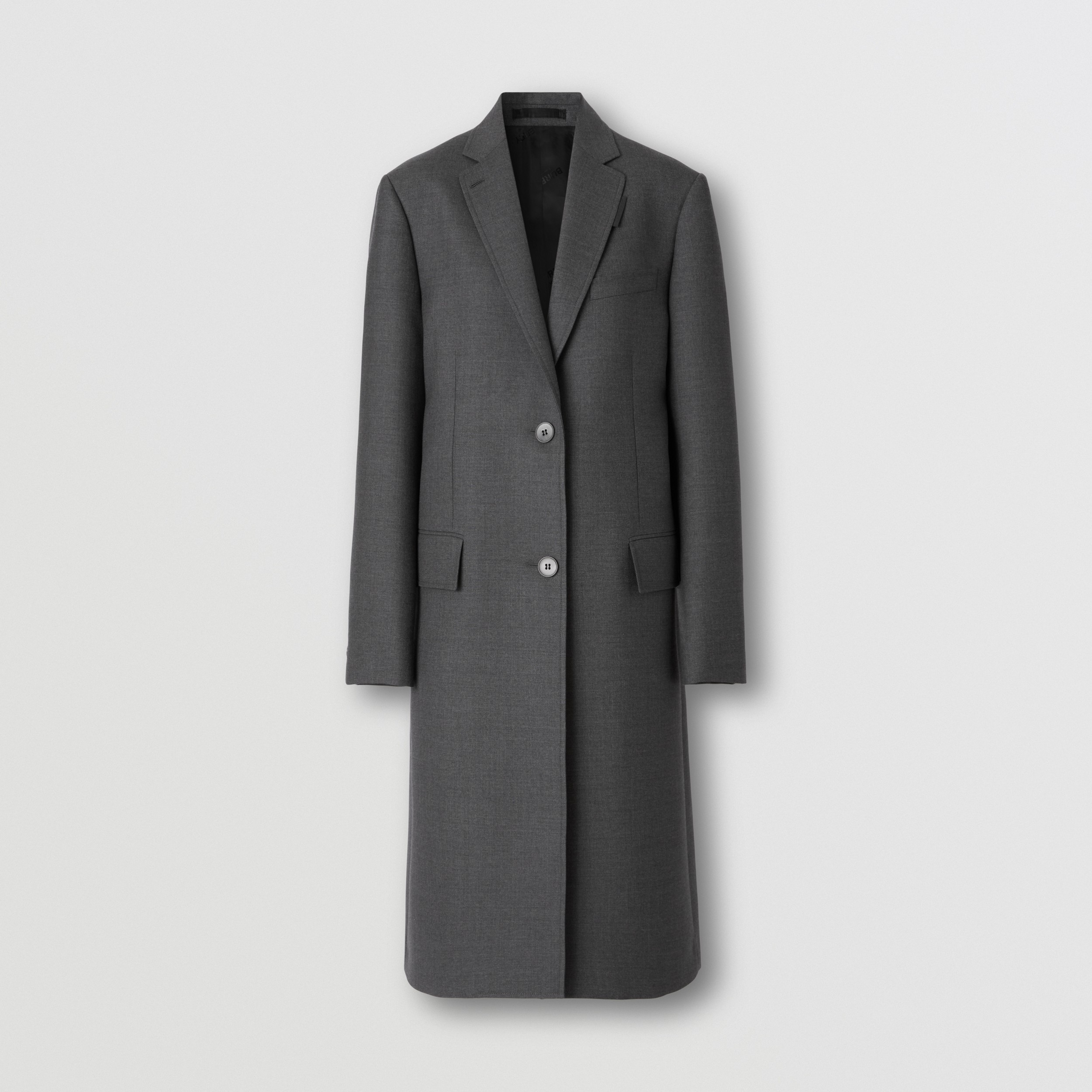 Wool Tailored Coat in Dark Grey Melange - Women | Burberry® Official - 4