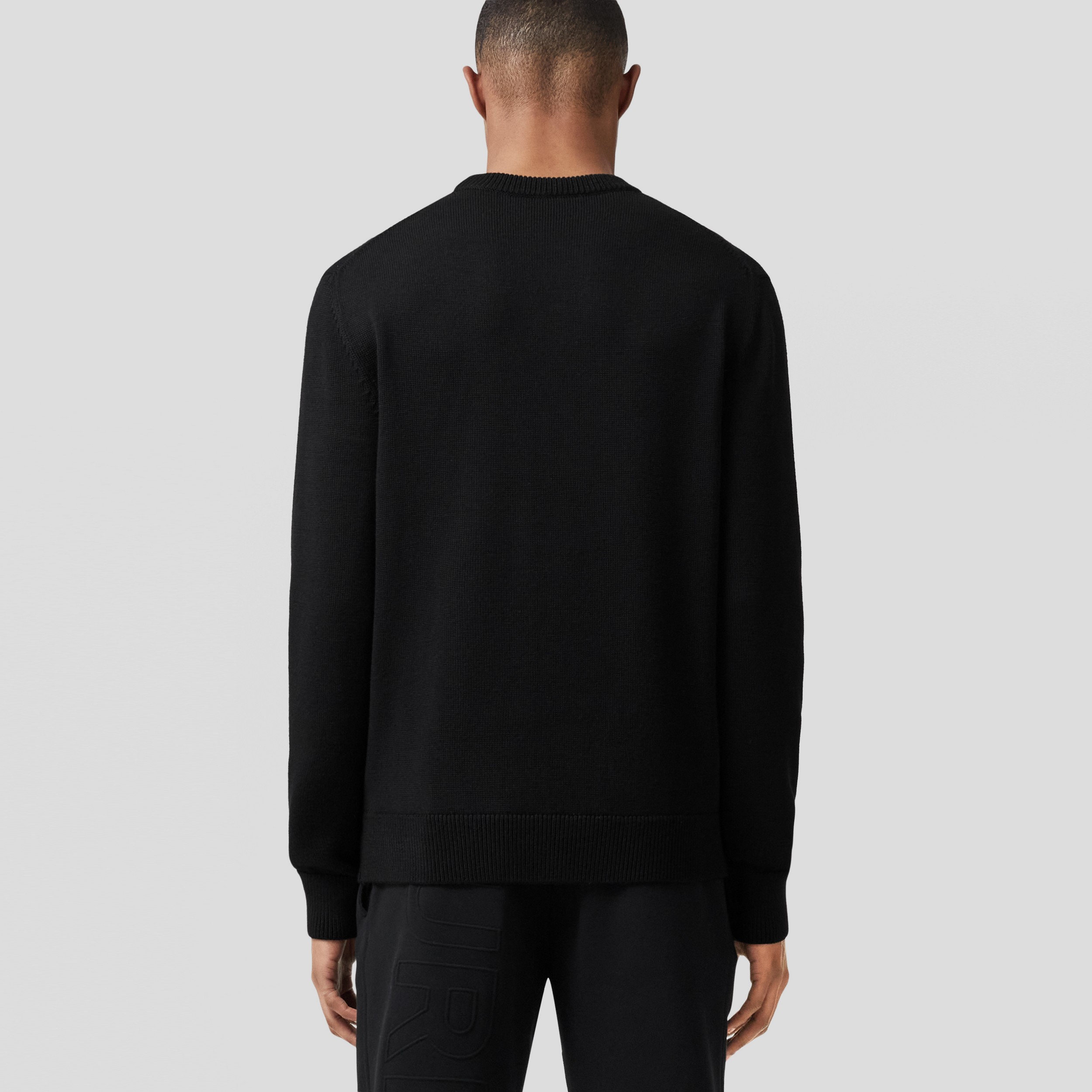 Monogram Motif Wool Sweater in Black - Men | Burberry® Official - 3