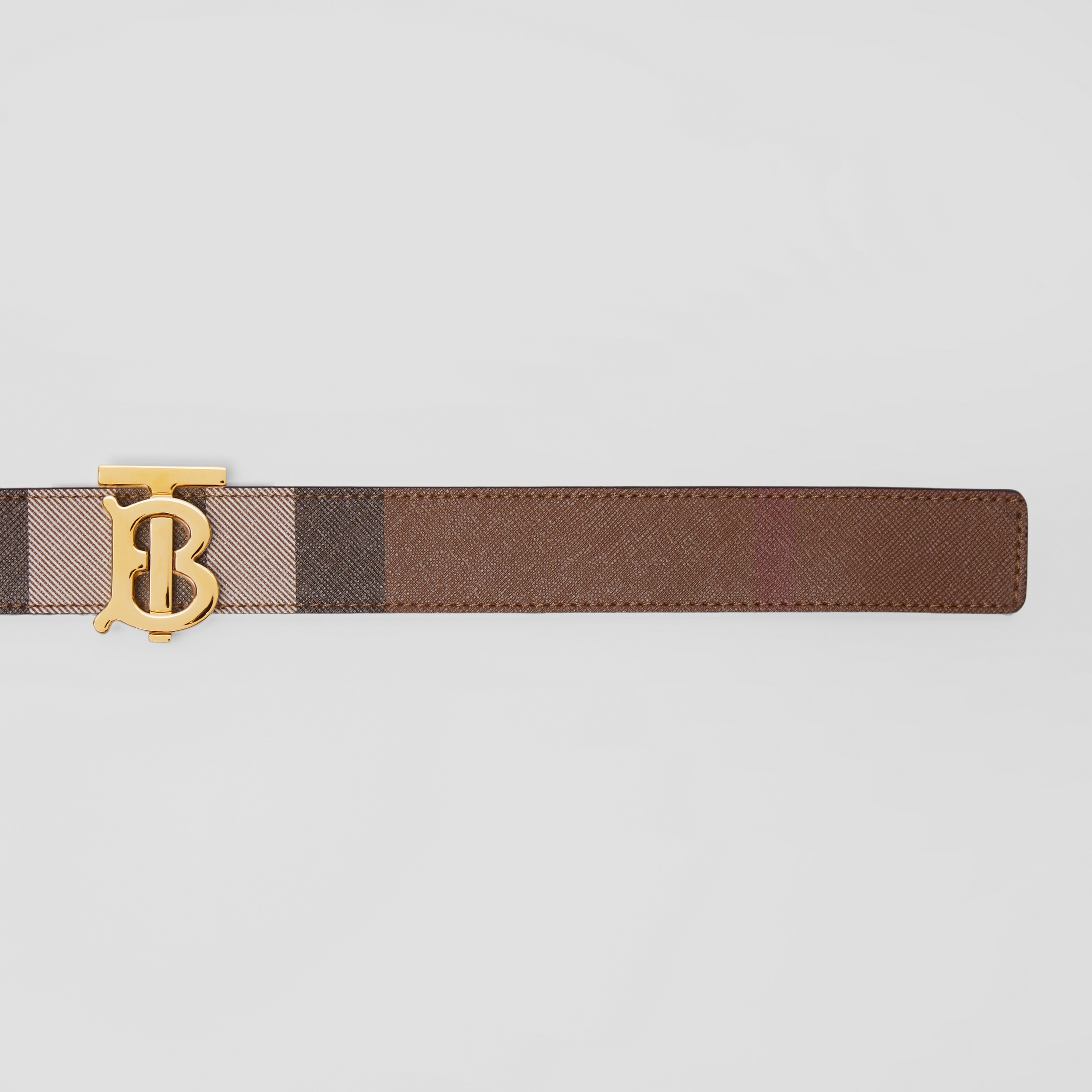 Reversible Check and Leather TB Belt in Dark Birch Brown - Women | Burberry® Official - 2