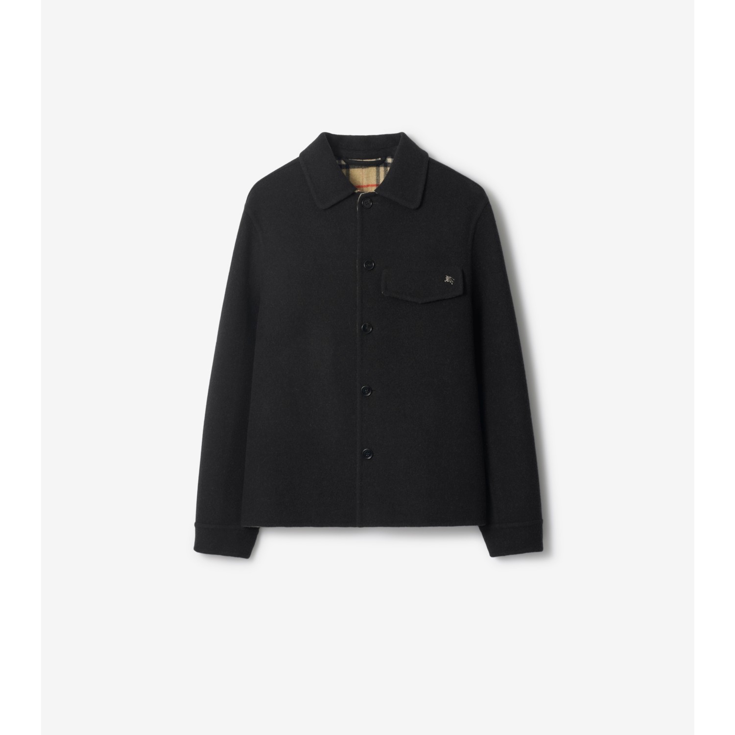Wool Overshirt in Black/sand beige - Men | Burberry® Official