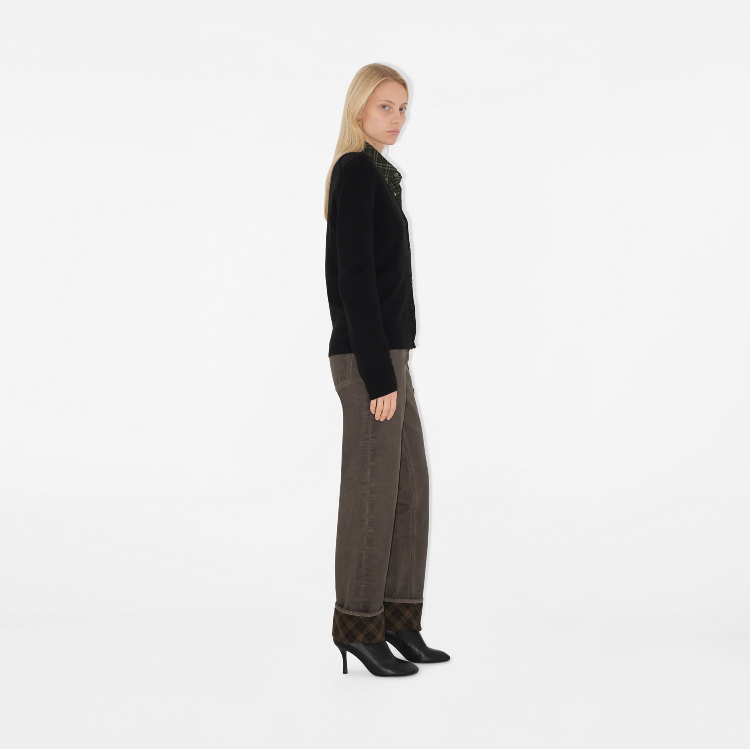 Check Label Wool Cardigan in Black - Women | Burberry® Official Check Label Wool Cardigan in Black - Women | Burberry® Official