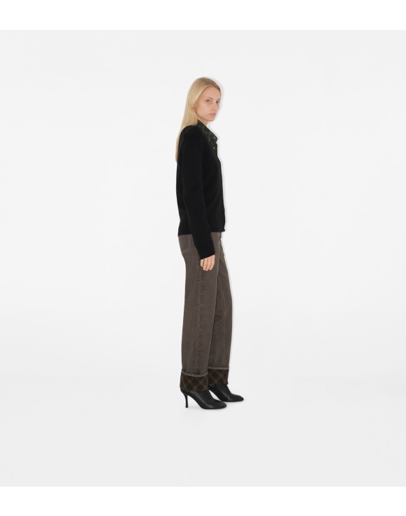 Check Label Wool Cardigan