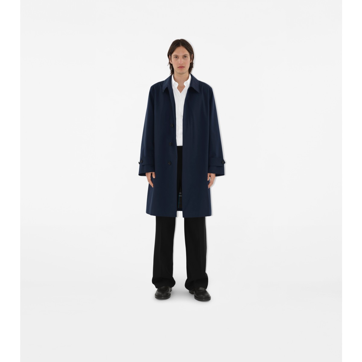  Check Long Gabardine Car Coat