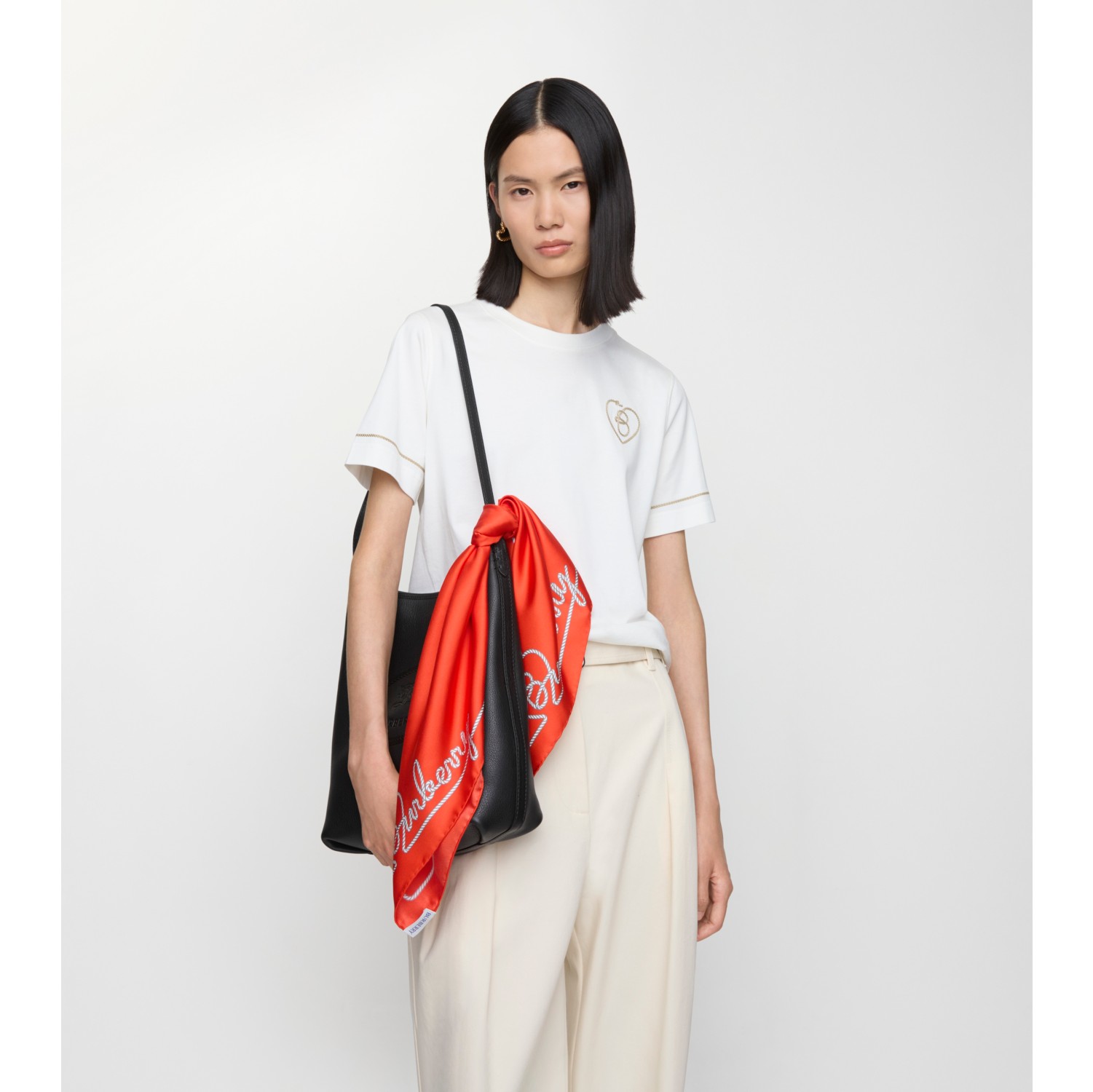 Heart Logo Silk Scarf in Flame | Burberry® Official