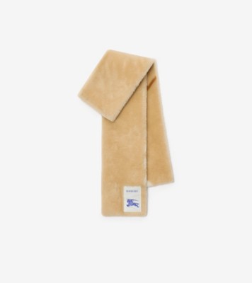 Narrow Check Shearling Scarf in Finch beige | Burberry® Official