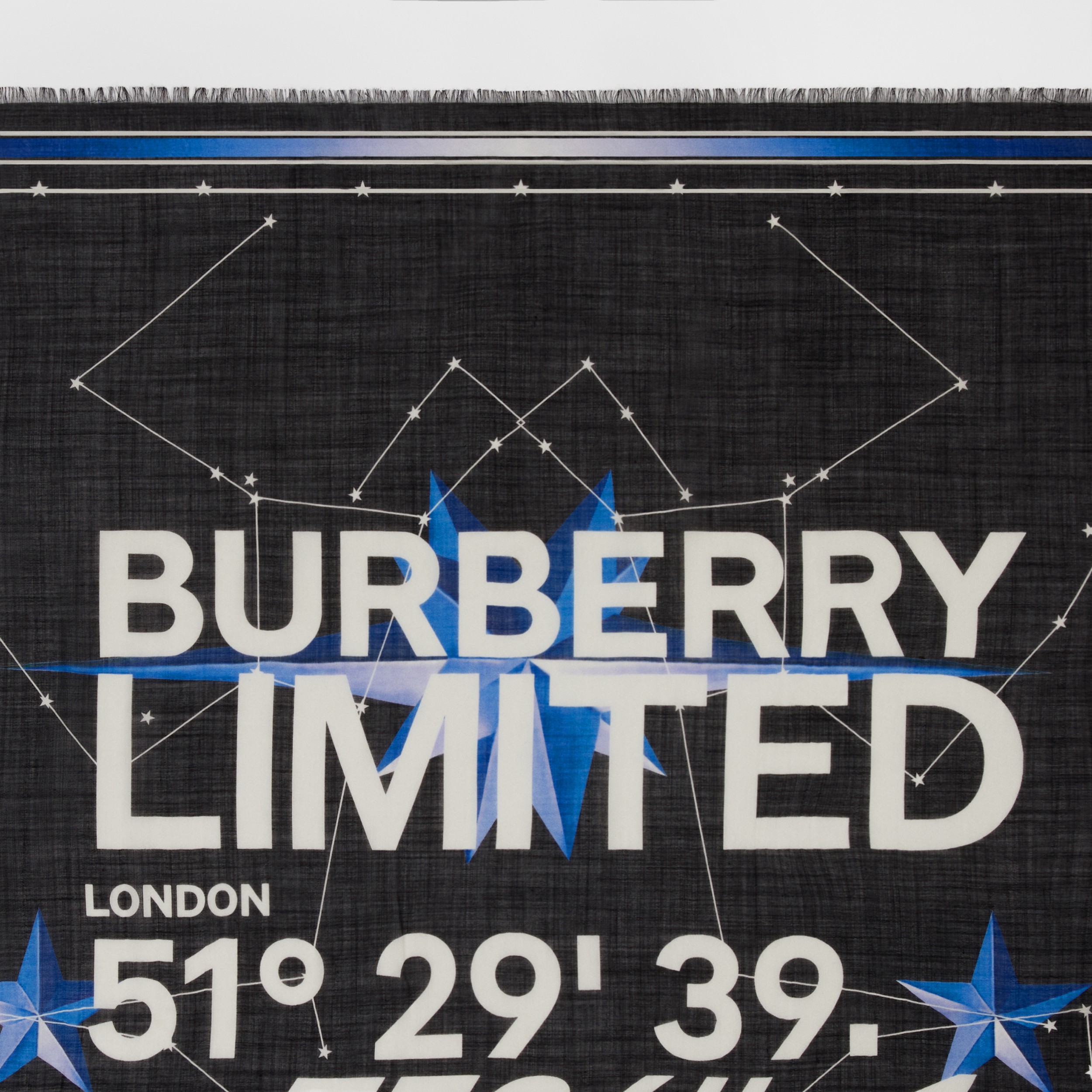 Constellations Print Silk Wool Large Square Scarf in Blue Black | Burberry® Official - 2