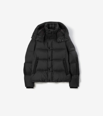 Detachable Sleeve Nylon Puffer Jacket in Black - Men