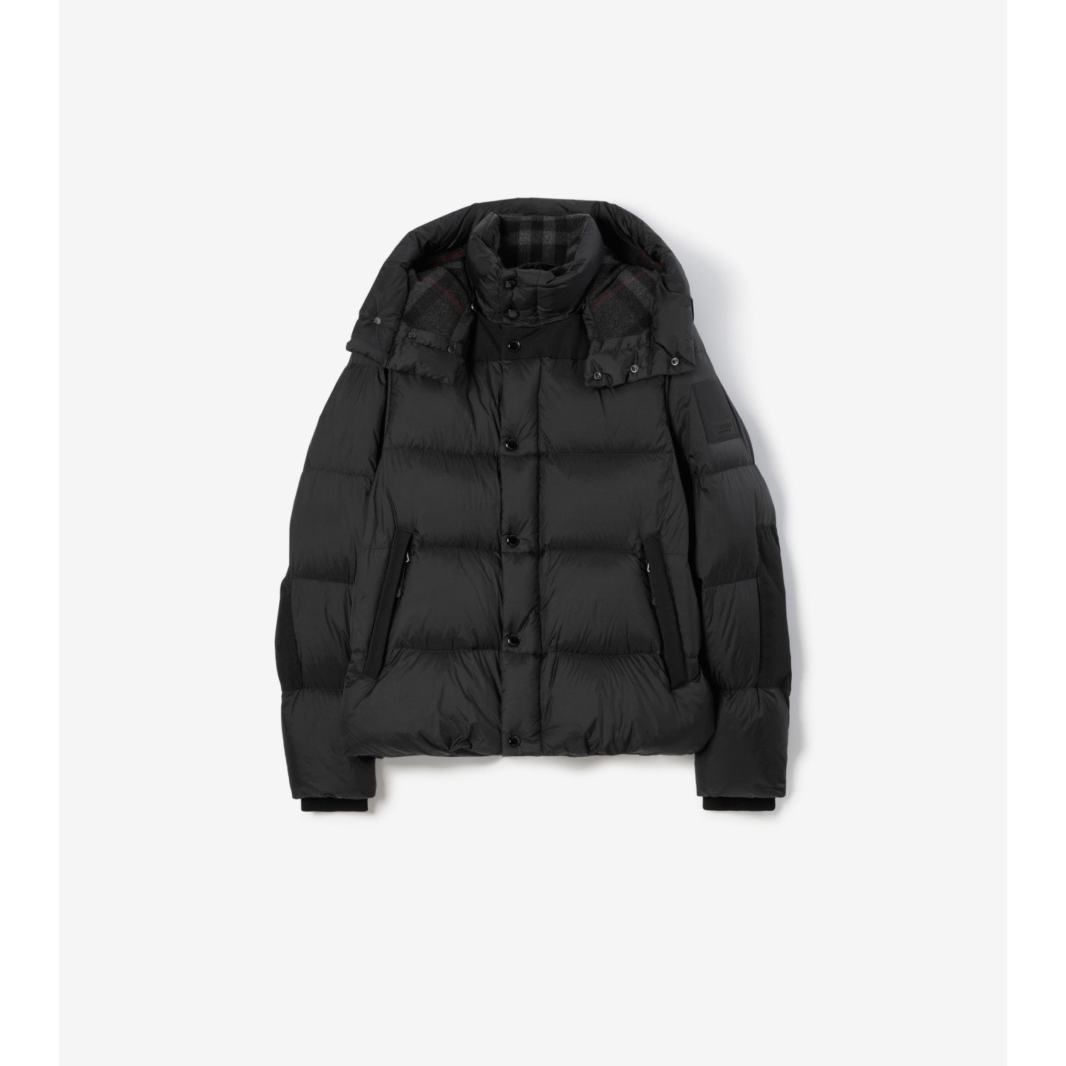 Detachable Sleeve Nylon Puffer Jacket in Black Men Burberry Official