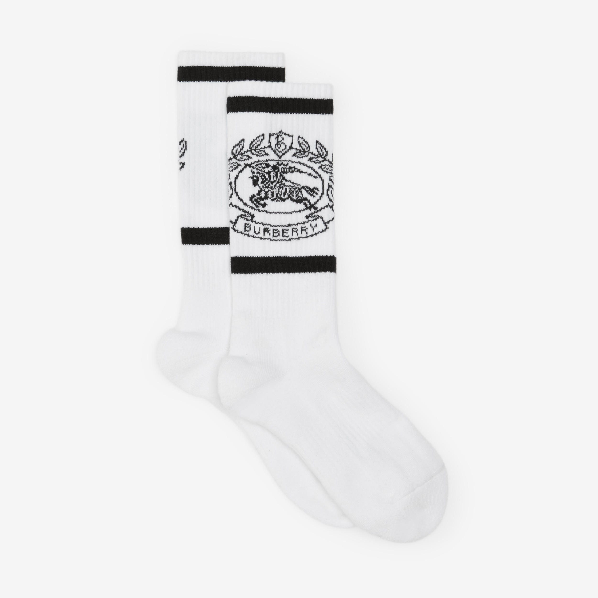 EKD Technical Stretch Cotton Jacquard Socks in White/black | Burberry®  Official