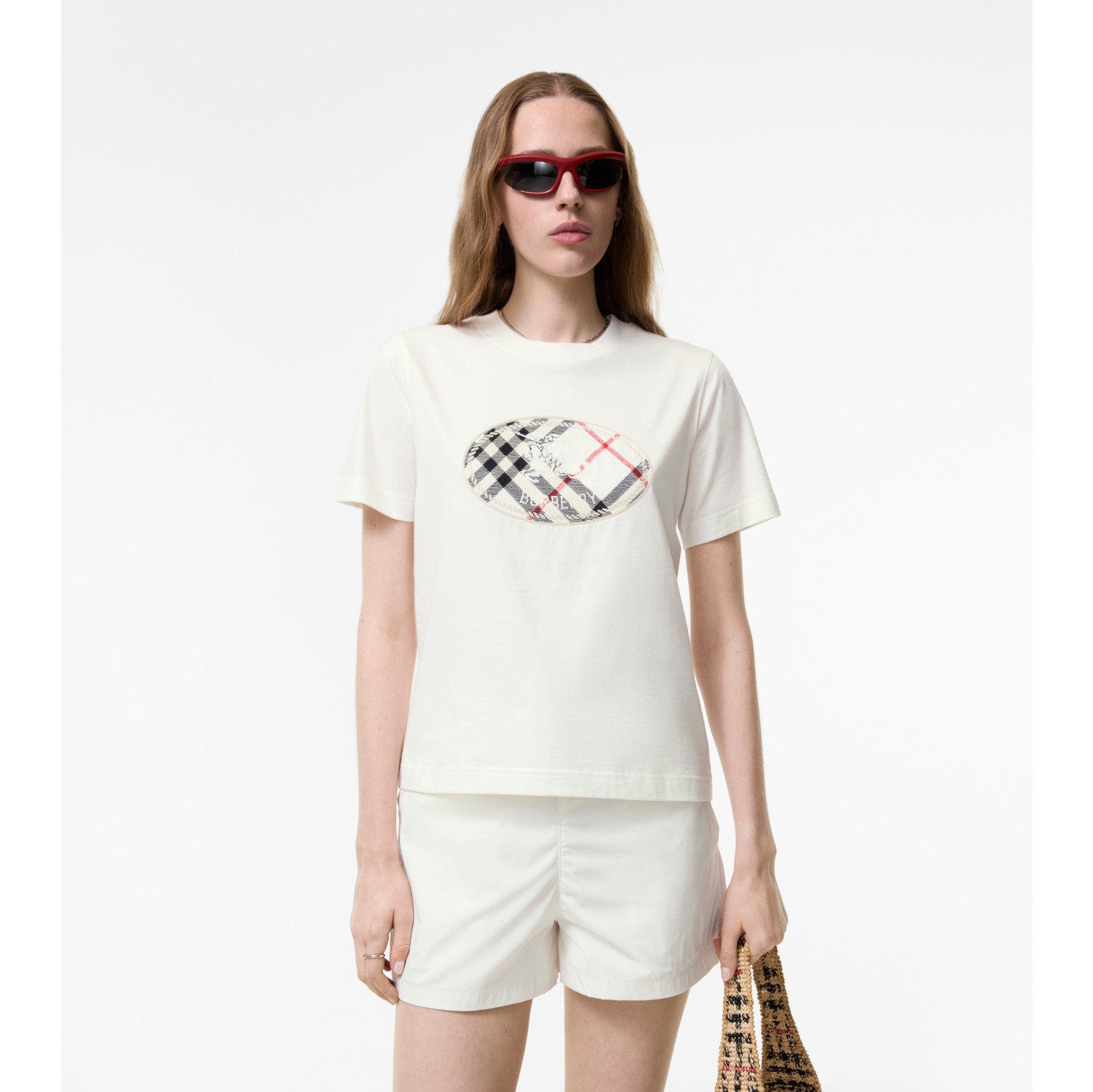 Check Knight Stamp Cotton T-shirt