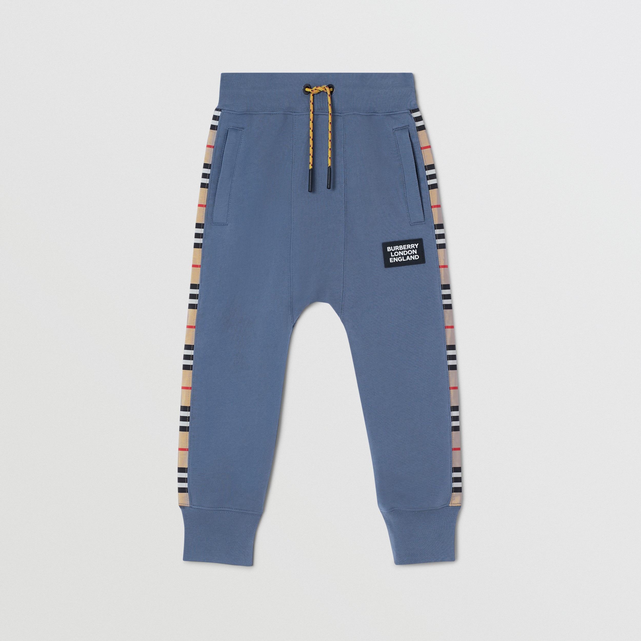 Icon Stripe Panel Cotton Jogging Pants in Steel Blue | Burberry United ...