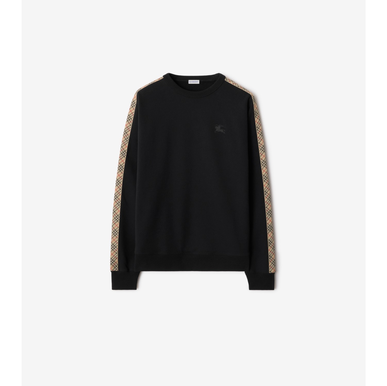 Check Trim Cotton Sweatshirt