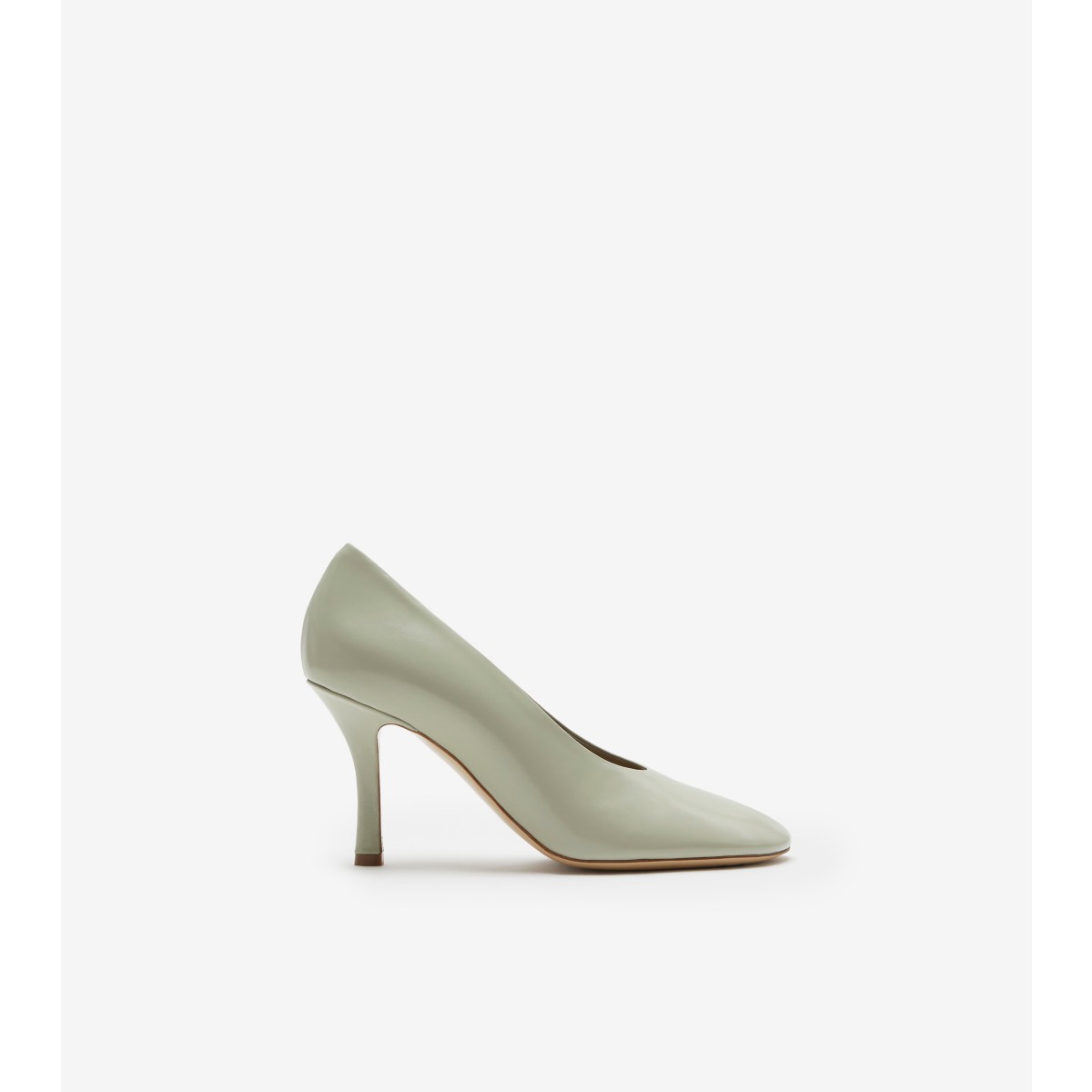 Shop Burberry Leather Baby Pumps In Pebble