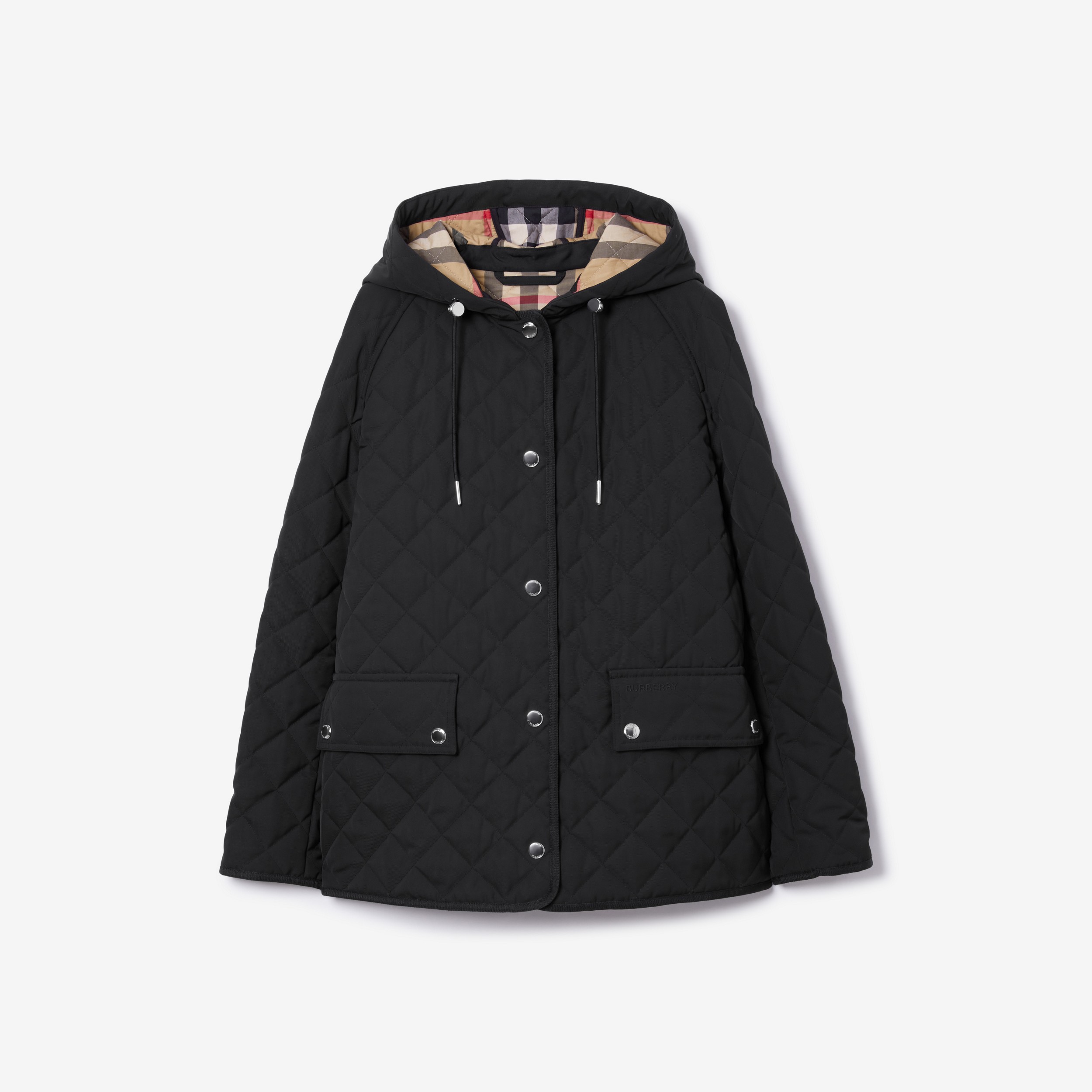 Diamond Quilted Thermoregulated Hooded Jacket in Black - Women | Burberry® Official - 1